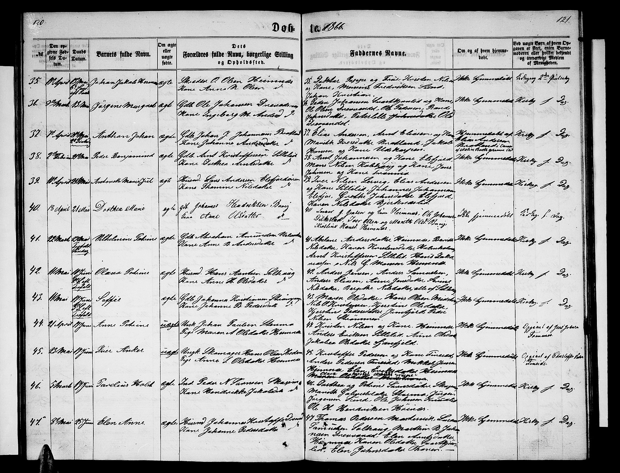 Ministerialprotokoller, klokkerbøker og fødselsregistre - Nordland, AV/SAT-A-1459/825/L0365: Parish register (copy) no. 825C02, 1858-1873, p. 120-121