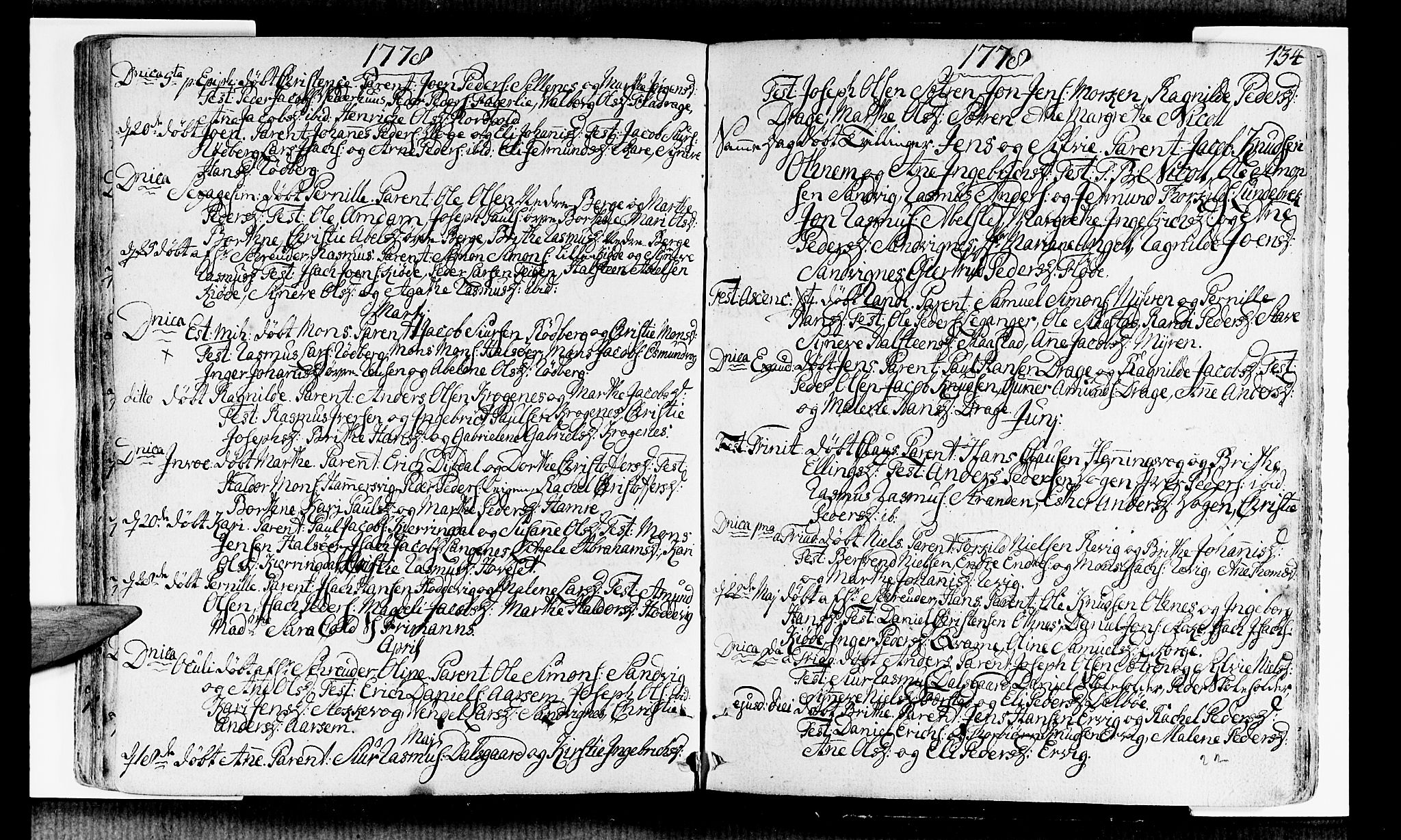 Selje sokneprestembete, SAB/A-99938/H/Ha/Haa/Haaa: Parish register (official) no. A 5, 1760-1782, p. 134