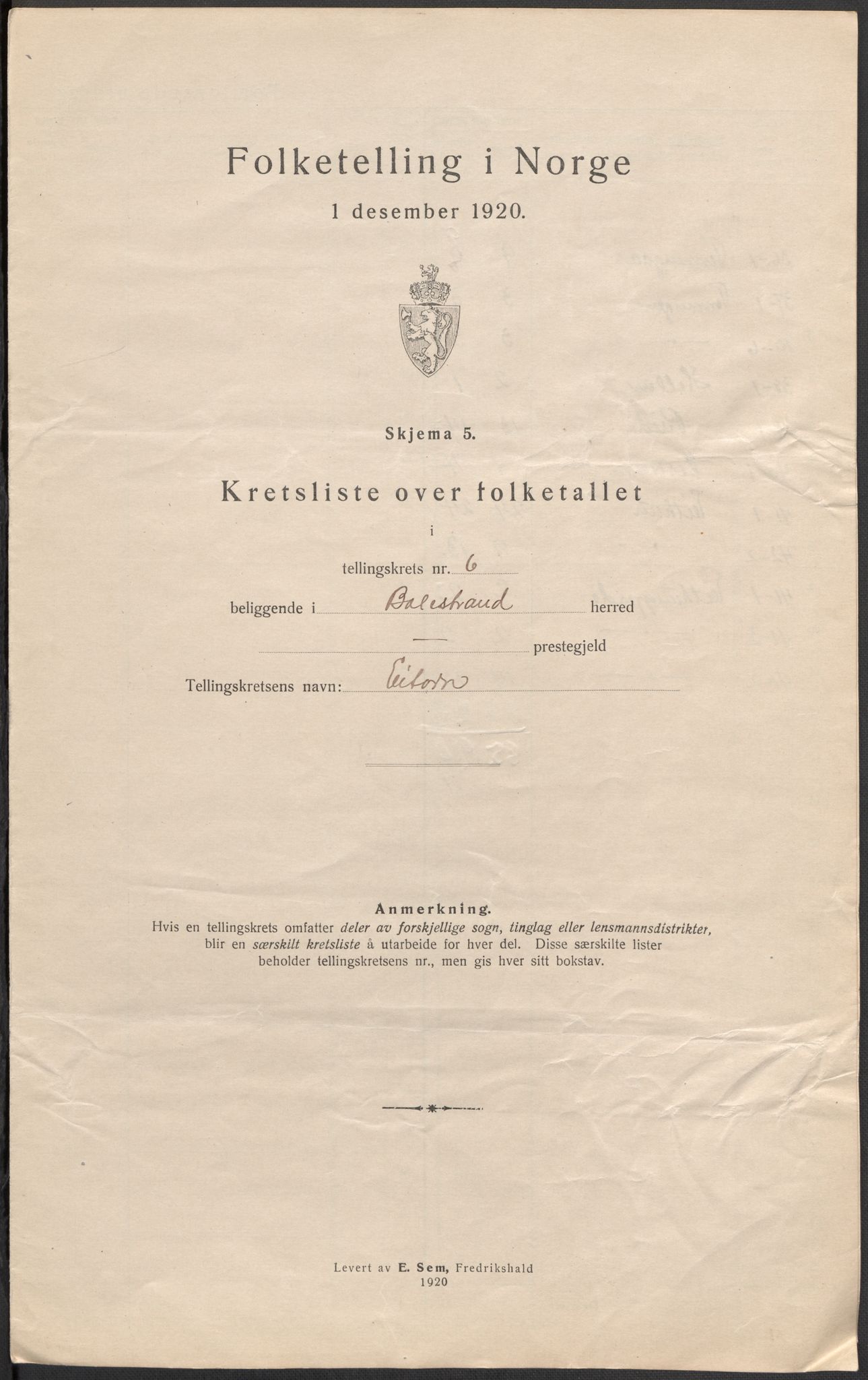 SAB, 1920 census for Balestrand, 1920, p. 22