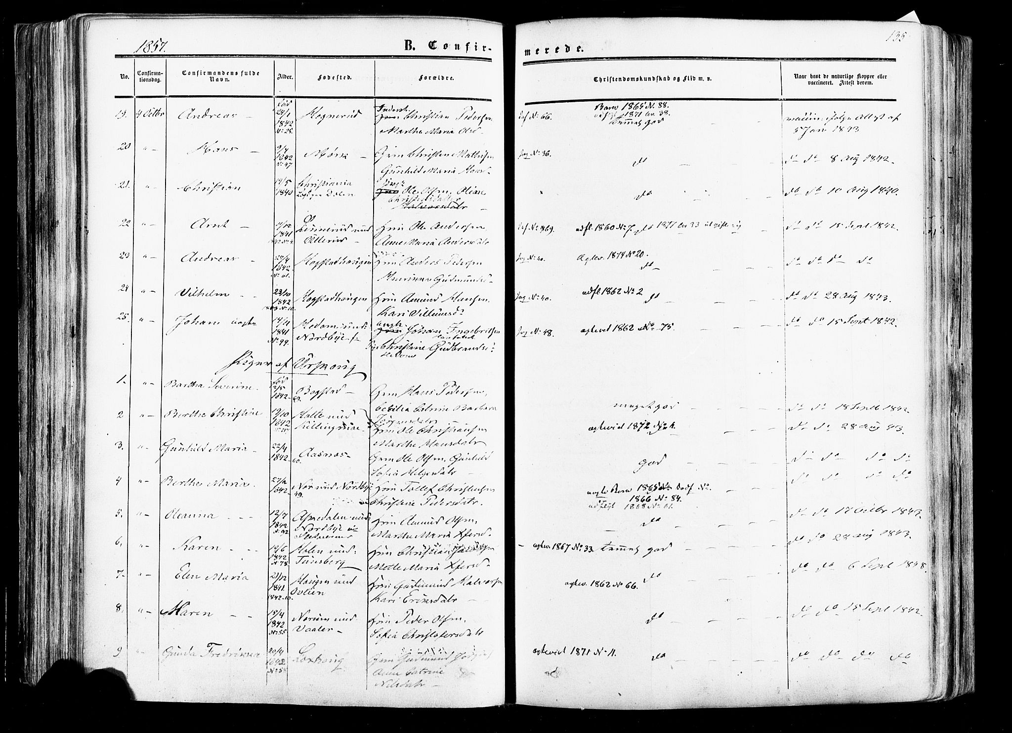 Aurskog prestekontor Kirkebøker, AV/SAO-A-10304a/F/Fa/L0007: Parish register (official) no. I 7, 1854-1877, p. 135