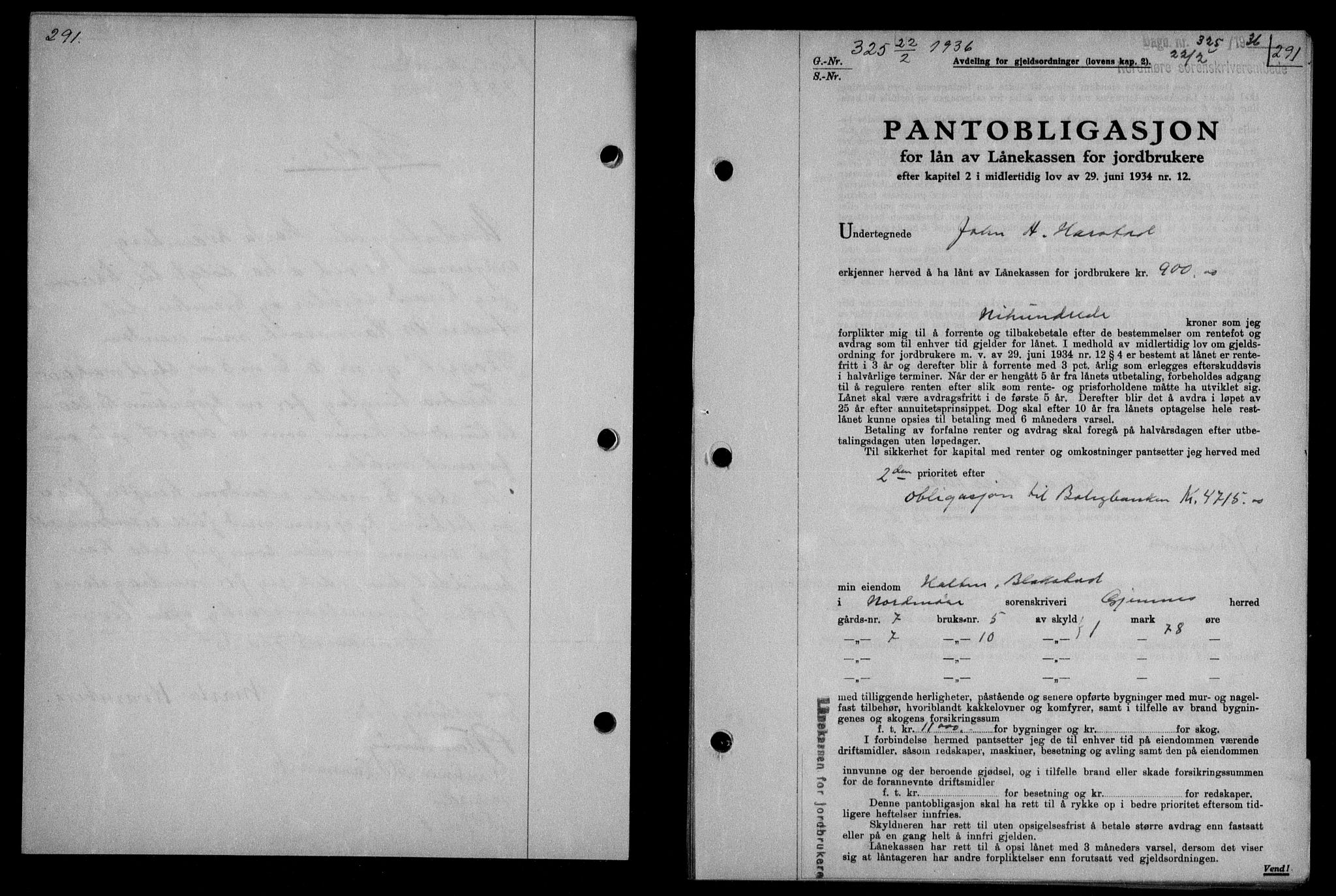 Nordmøre sorenskriveri, AV/SAT-A-4132/1/2/2Ca/L0087: Mortgage book no. 77, 1935-1936, Deed date: 22.02.1936