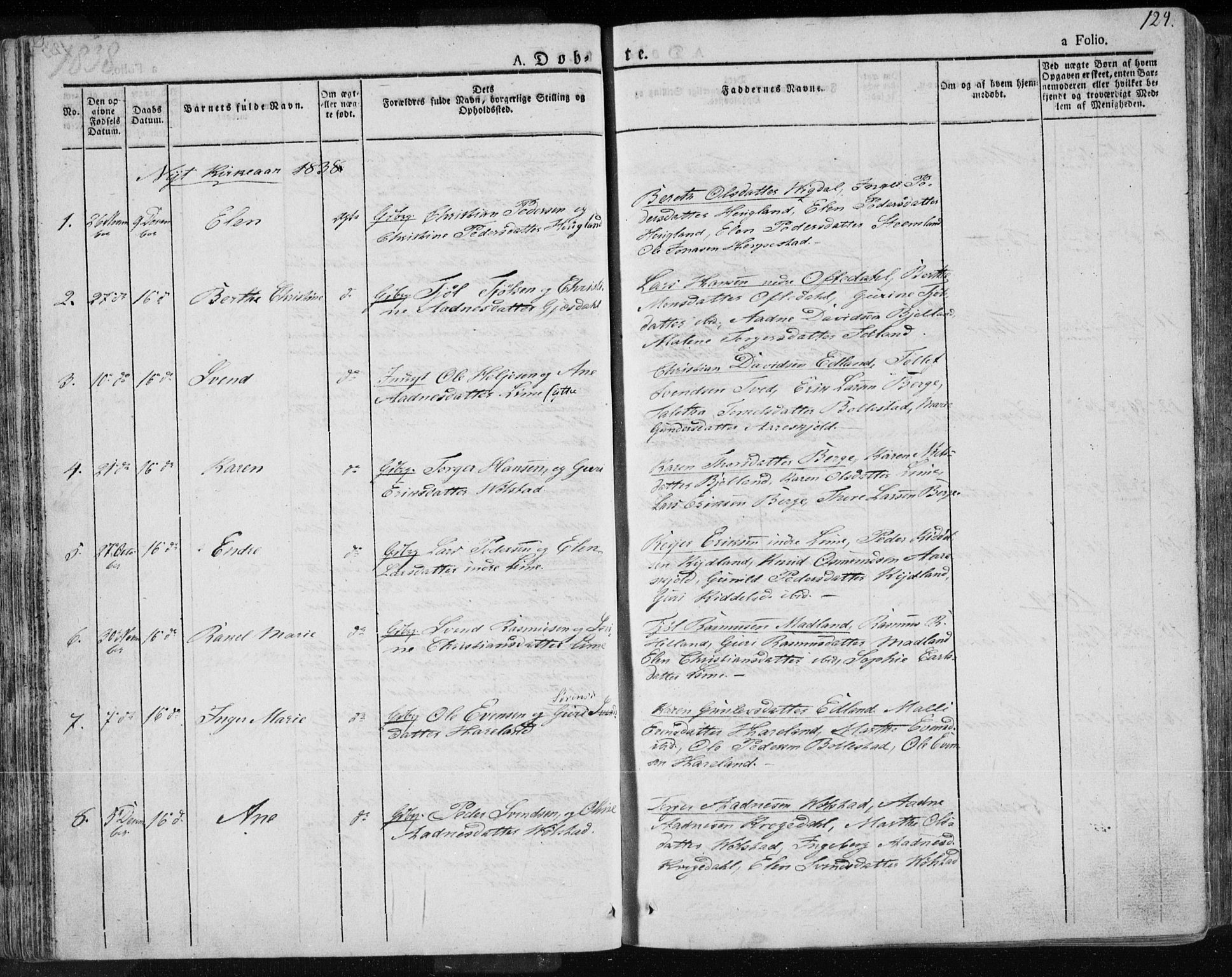 Lye sokneprestkontor, AV/SAST-A-101794/001/30BA/L0004: Parish register (official) no. A 4, 1826-1841, p. 124