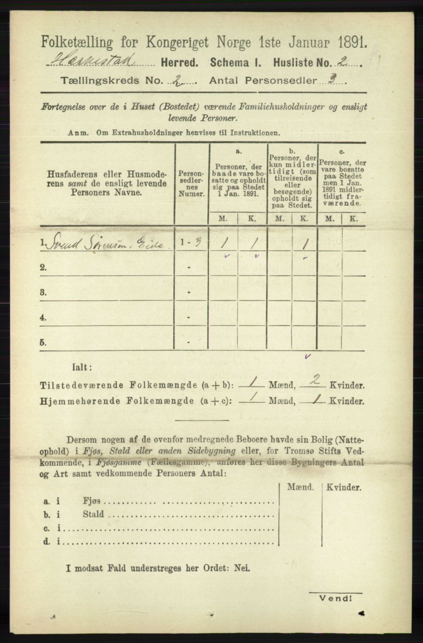 RA, 1891 census for 1113 Heskestad, 1891, p. 247