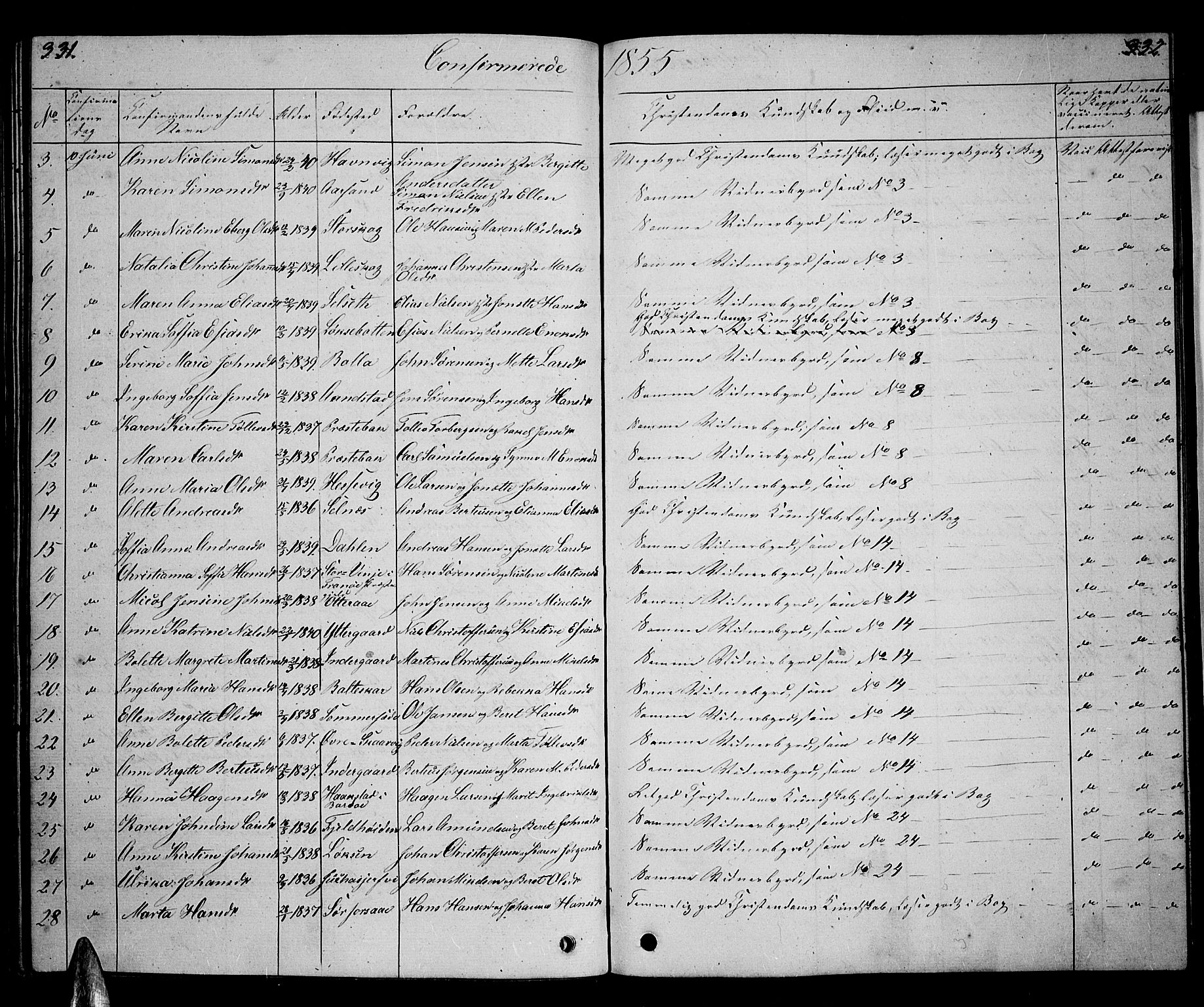 Ibestad sokneprestembete, SATØ/S-0077/H/Ha/Hab/L0004klokker: Parish register (copy) no. 4, 1852-1860, p. 331-332