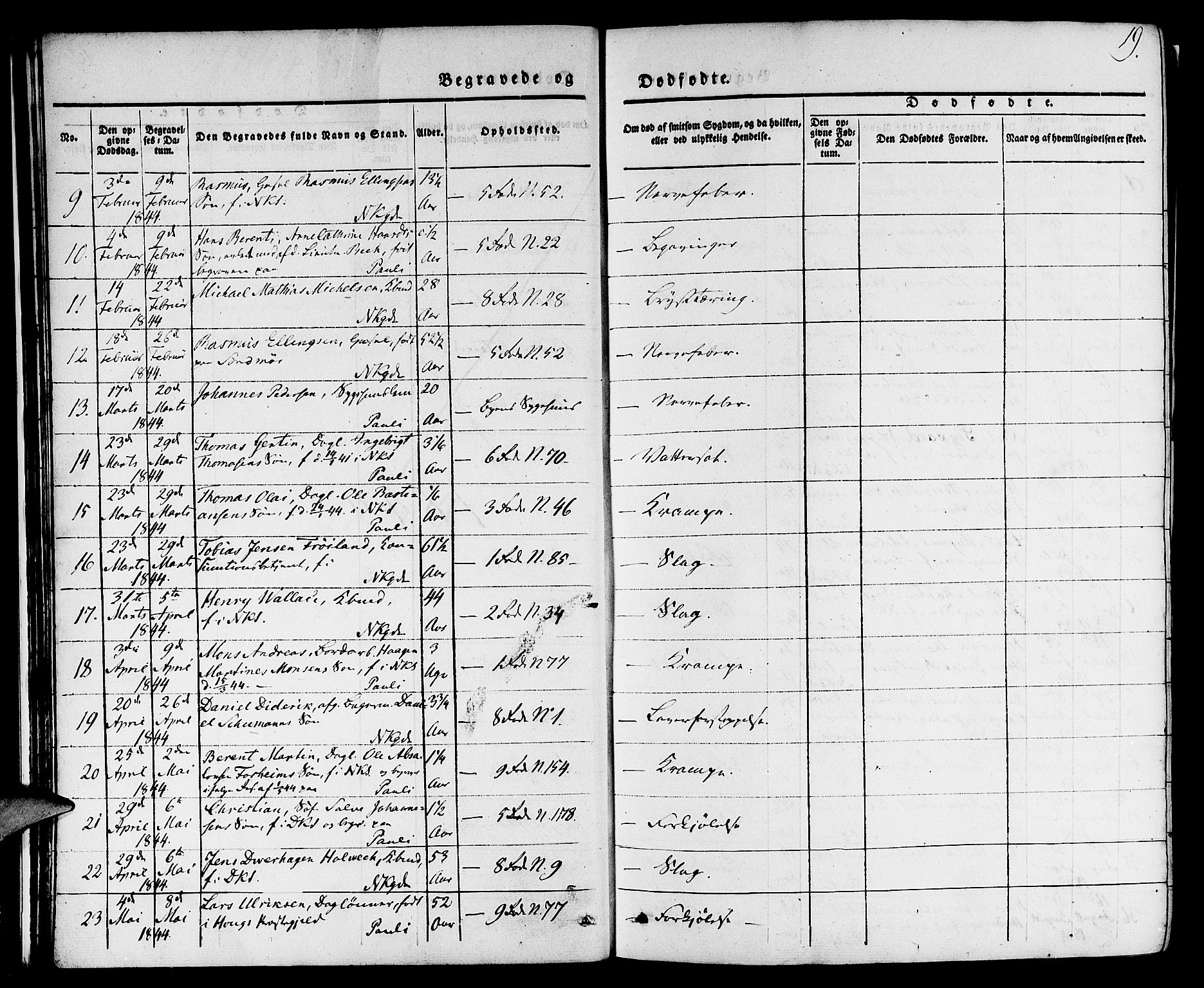 Nykirken Sokneprestembete, AV/SAB-A-77101/H/Hab: Parish register (copy) no. E 1, 1840-1866, p. 19