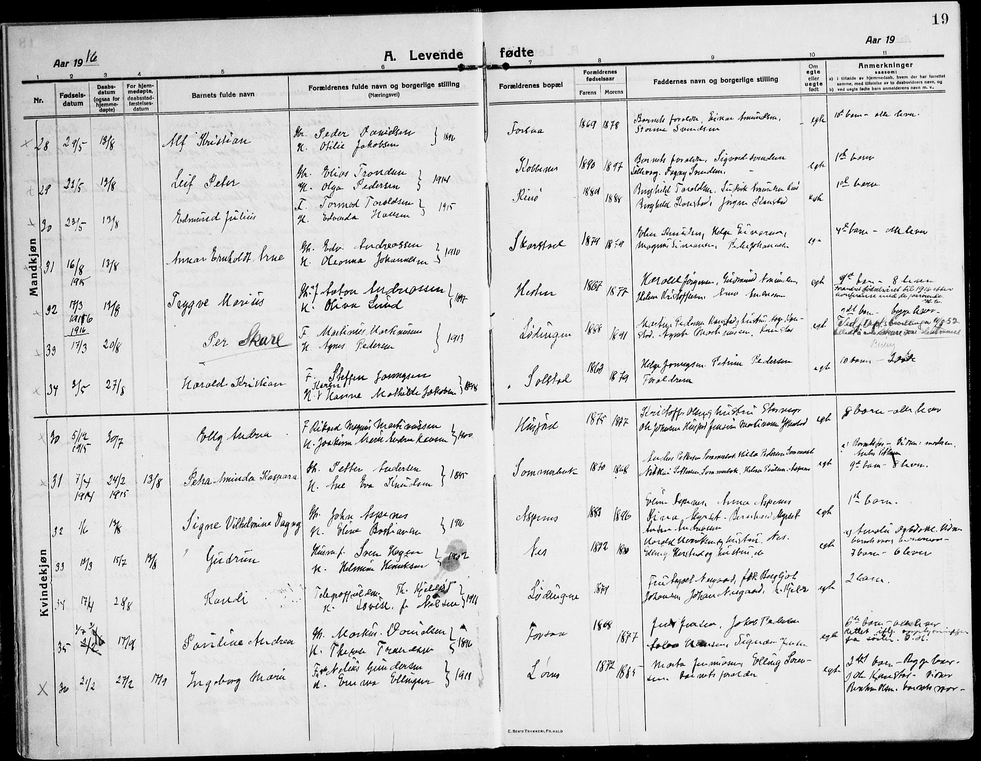 Ministerialprotokoller, klokkerbøker og fødselsregistre - Nordland, AV/SAT-A-1459/872/L1037: Parish register (official) no. 872A12, 1914-1925, p. 19