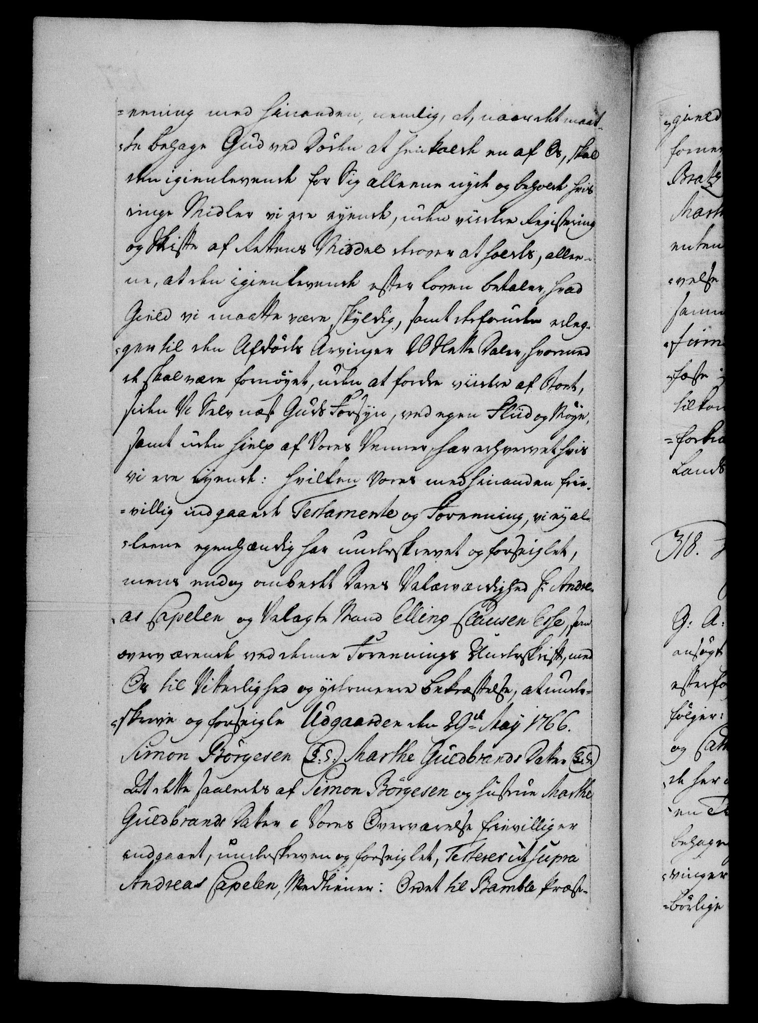 Danske Kanselli 1572-1799, AV/RA-EA-3023/F/Fc/Fca/Fcaa/L0043: Norske registre, 1766-1768, p. 107b