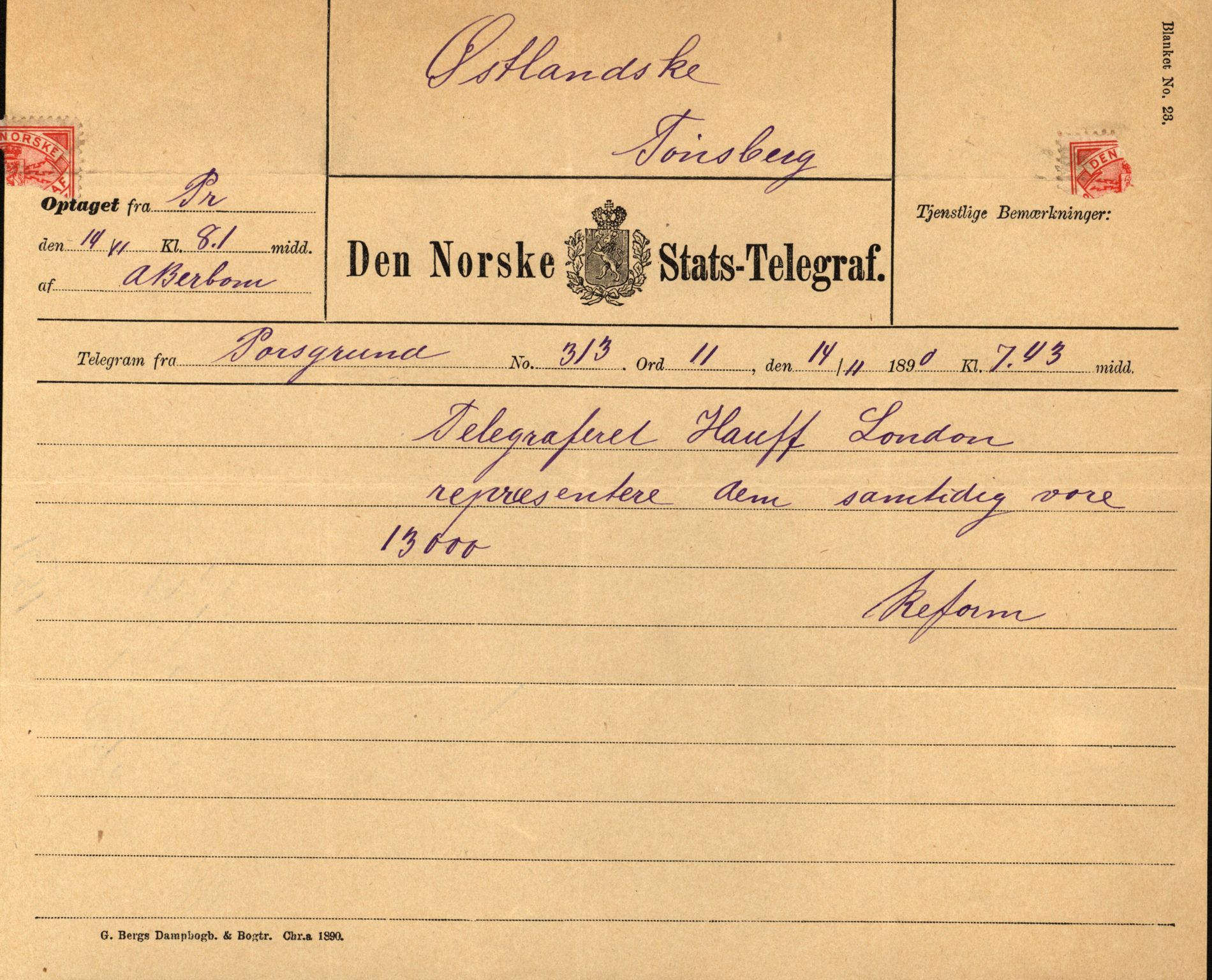 Pa 63 - Østlandske skibsassuranceforening, VEMU/A-1079/G/Ga/L0025/0007: Havaridokumenter / Terpsichore, Terra, Nova, 1890, p. 22