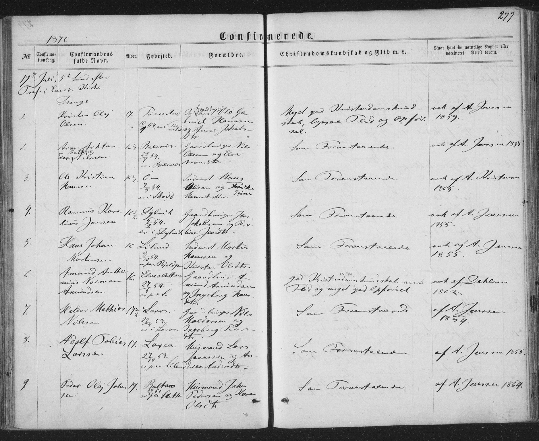 Ministerialprotokoller, klokkerbøker og fødselsregistre - Nordland, SAT/A-1459/863/L0896: Parish register (official) no. 863A08, 1861-1871, p. 277