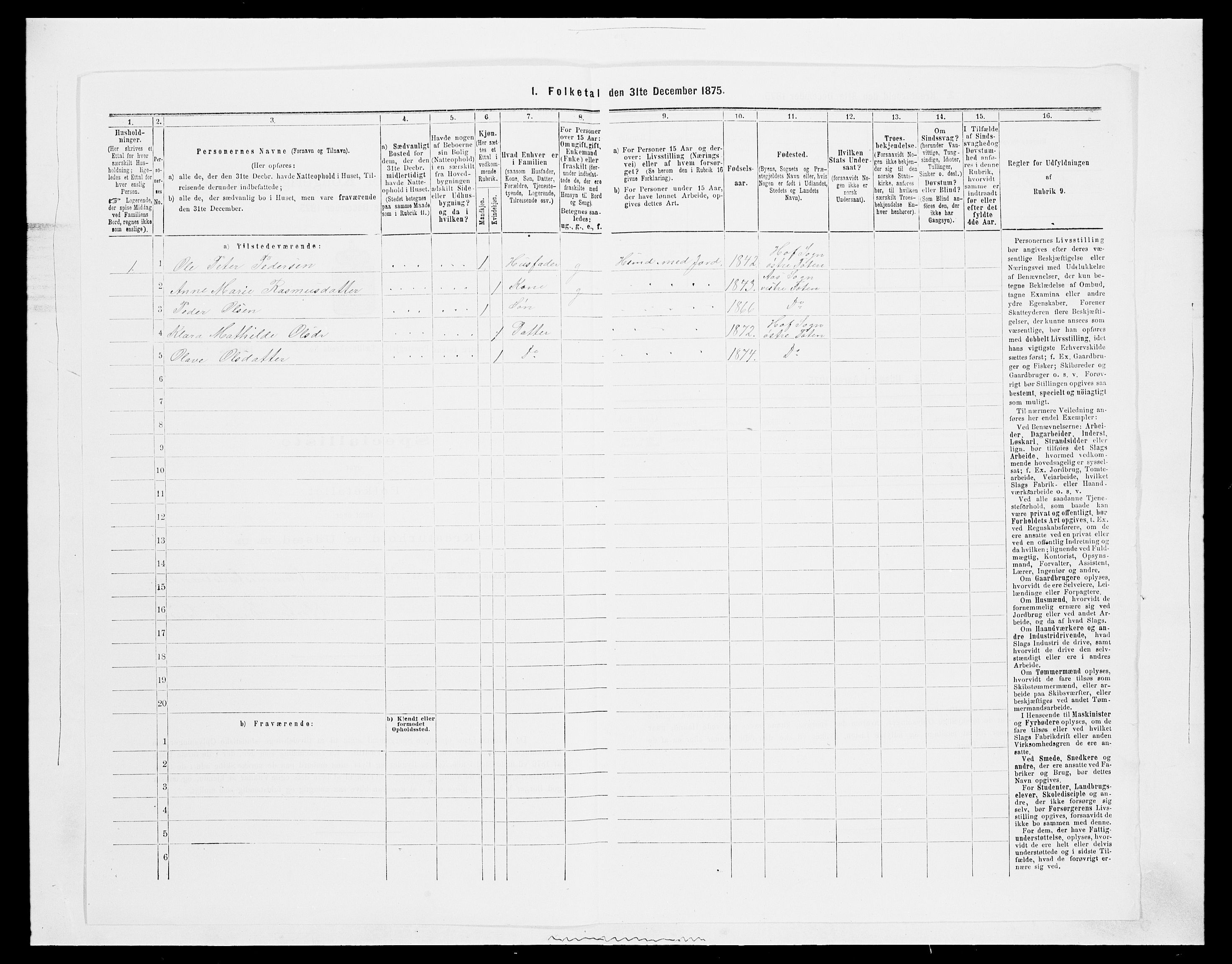 SAH, 1875 census for 0528P Østre Toten, 1875, p. 1449