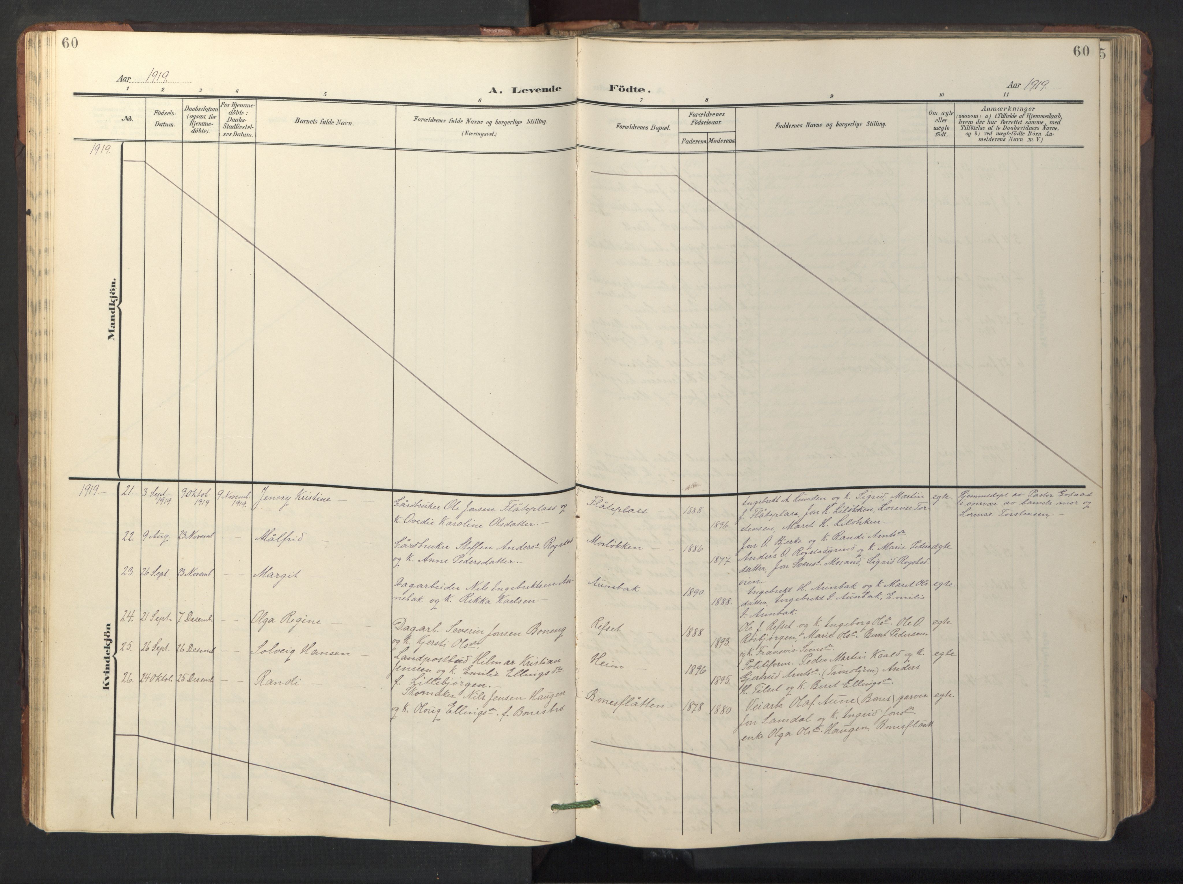 Ministerialprotokoller, klokkerbøker og fødselsregistre - Sør-Trøndelag, SAT/A-1456/687/L1019: Parish register (copy) no. 687C03, 1904-1931, p. 60