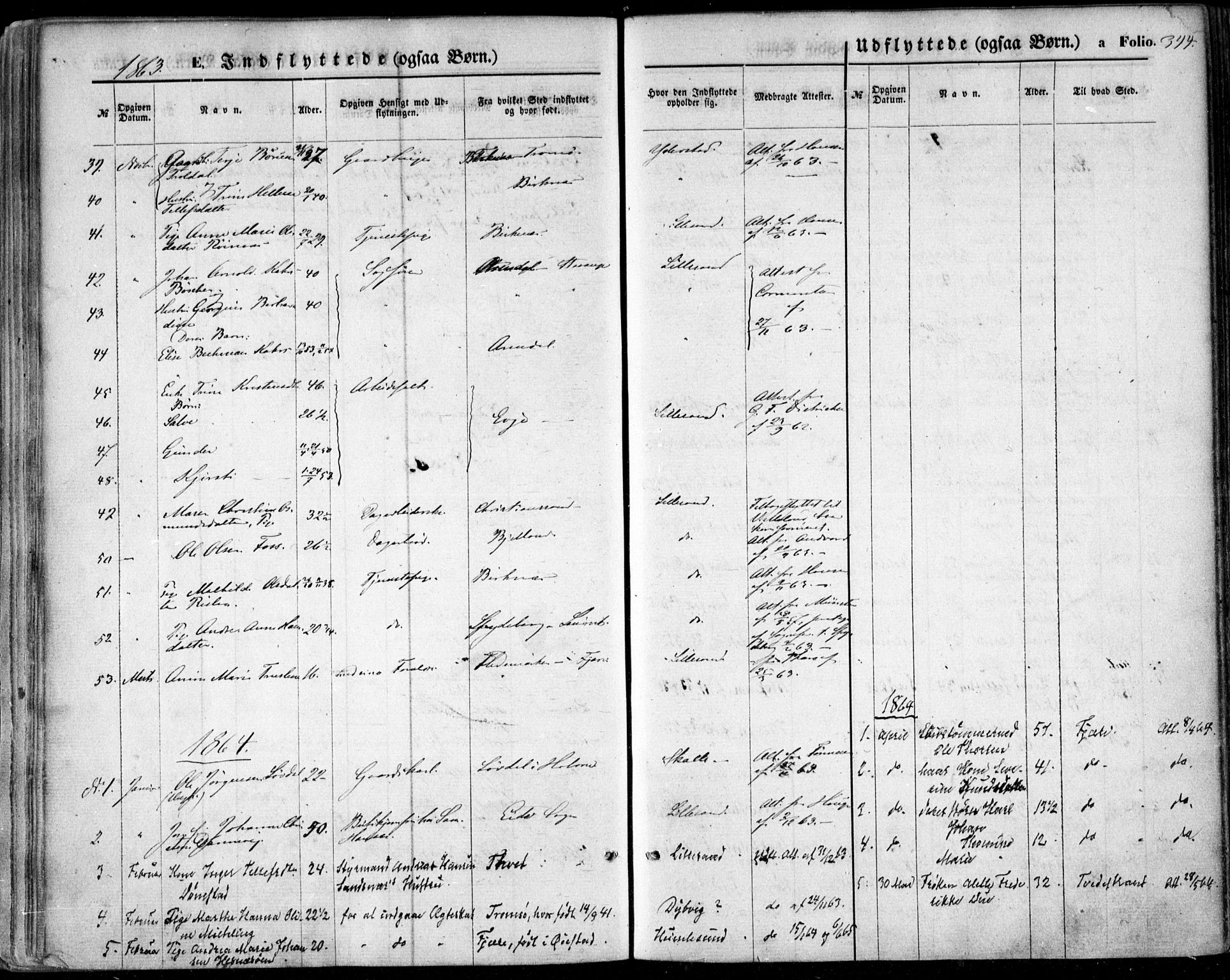 Vestre Moland sokneprestkontor, SAK/1111-0046/F/Fa/Fab/L0007: Parish register (official) no. A 7, 1859-1872, p. 344