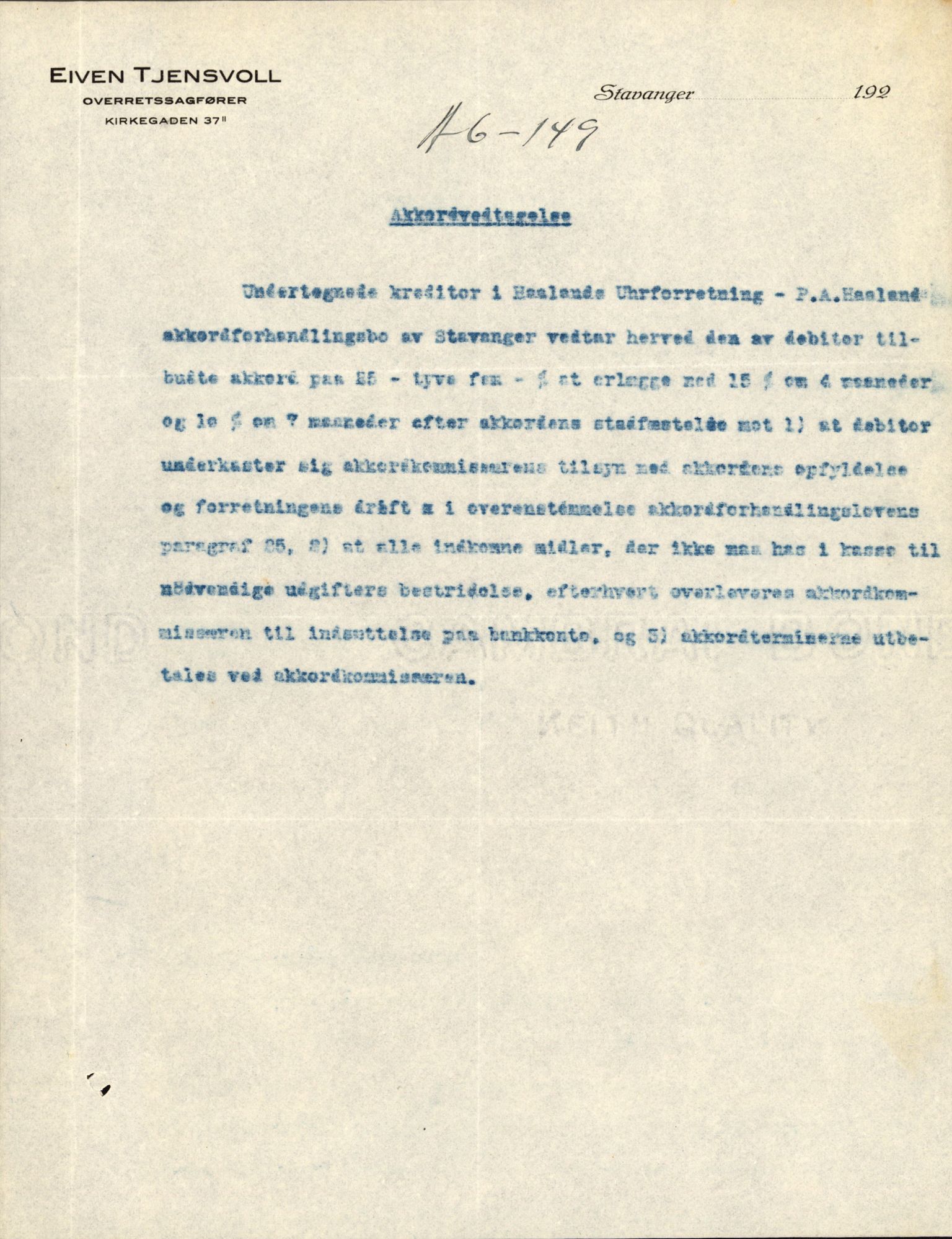 Stavanger byfogd, AV/SAST-A-101408/002/J/Jd/Jde/L0004: Registreringsmeldinger og bilag. Enkeltmannsforetak, 1001-1350, 1891-1990, p. 146