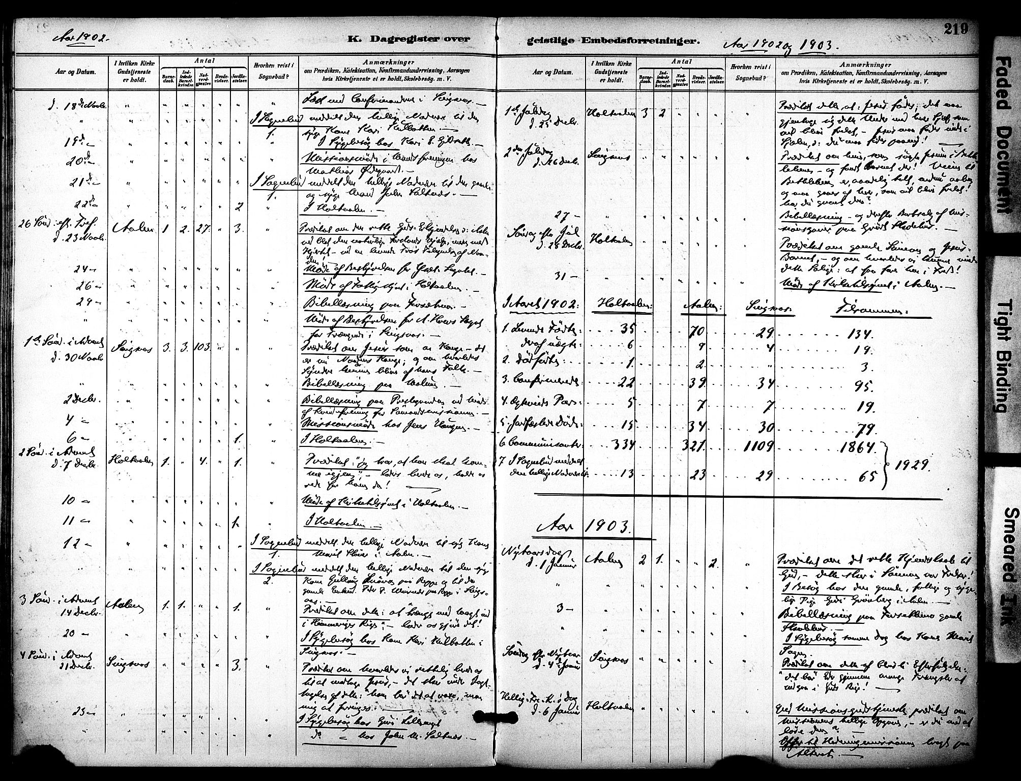 Ministerialprotokoller, klokkerbøker og fødselsregistre - Sør-Trøndelag, SAT/A-1456/686/L0984: Parish register (official) no. 686A02, 1891-1906, p. 219