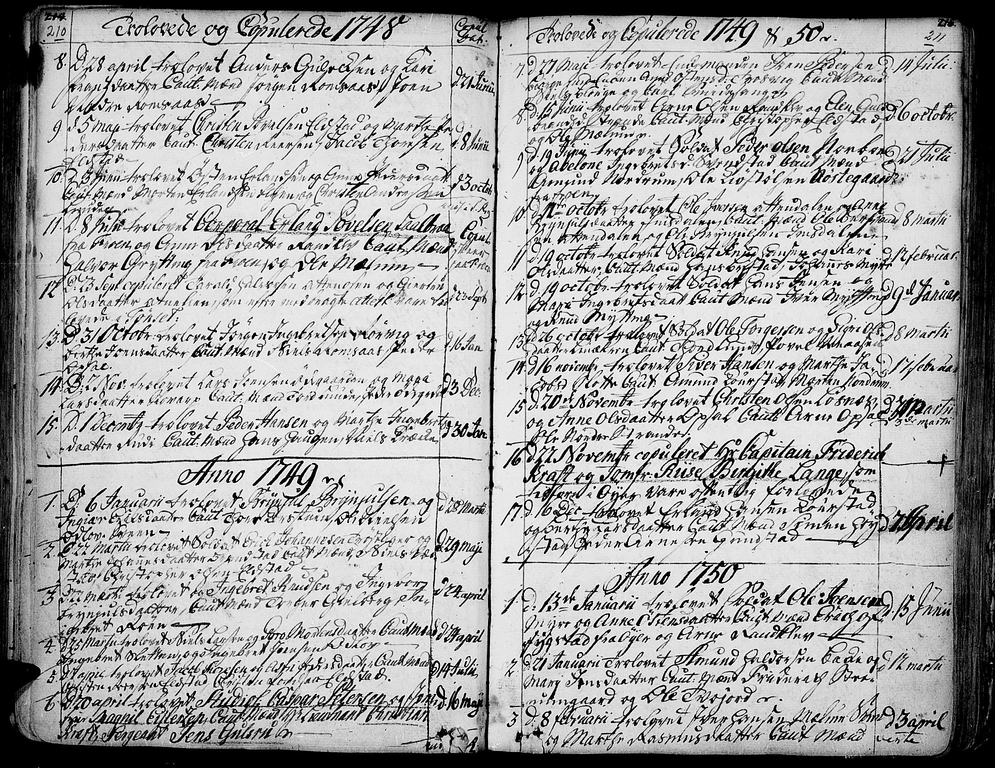 Ringebu prestekontor, SAH/PREST-082/H/Ha/Haa/L0002: Parish register (official) no. 2, 1734-1780, p. 210-211