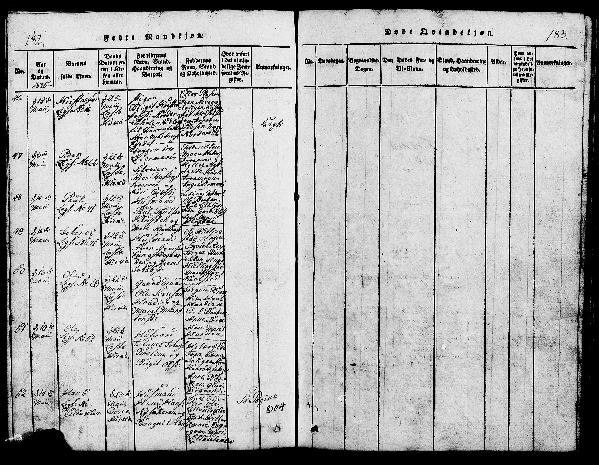 Lesja prestekontor, SAH/PREST-068/H/Ha/Hab/L0001: Parish register (copy) no. 1, 1820-1831, p. 182-183