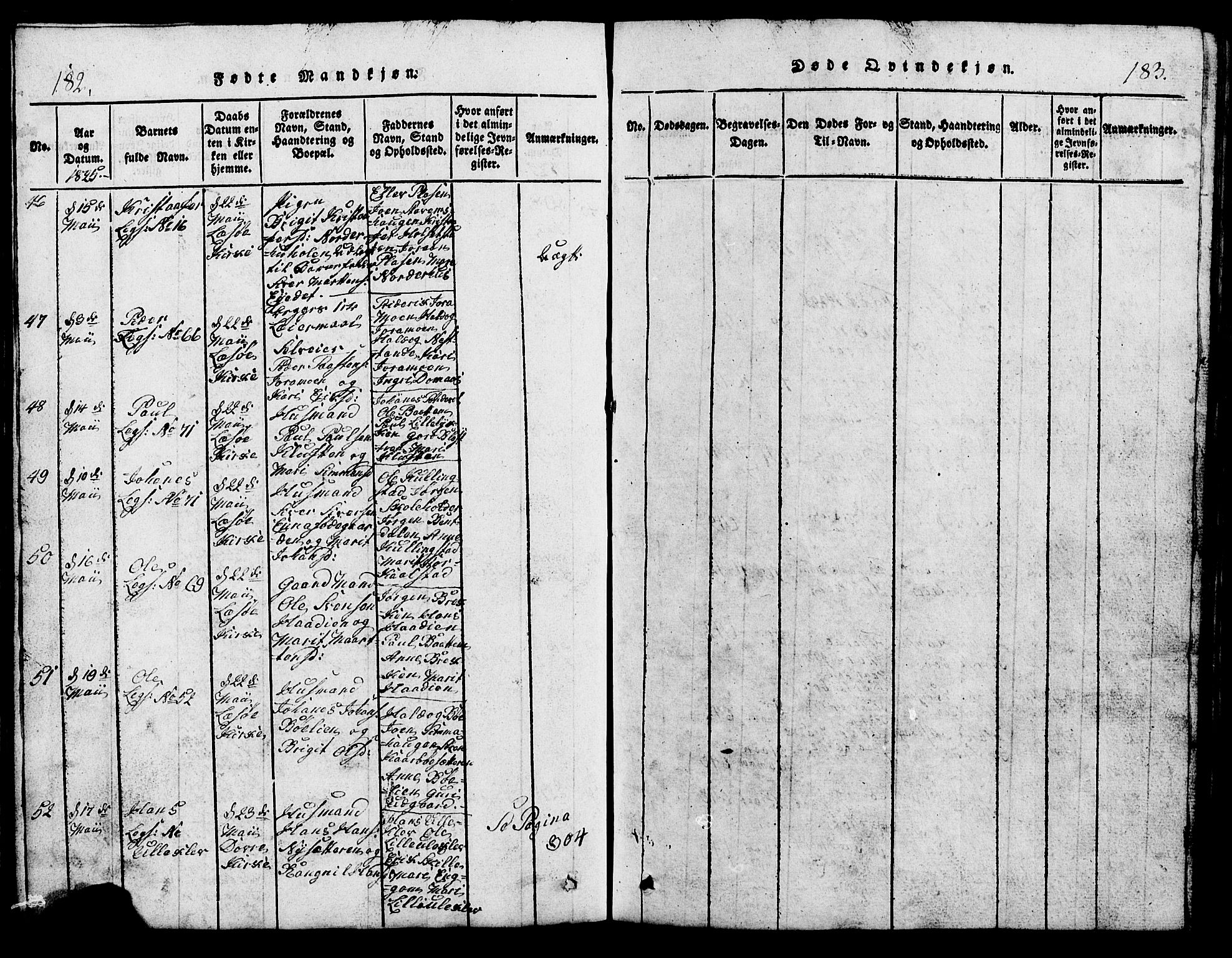 Lesja prestekontor, AV/SAH-PREST-068/H/Ha/Hab/L0001: Parish register (copy) no. 1, 1820-1831, p. 182-183