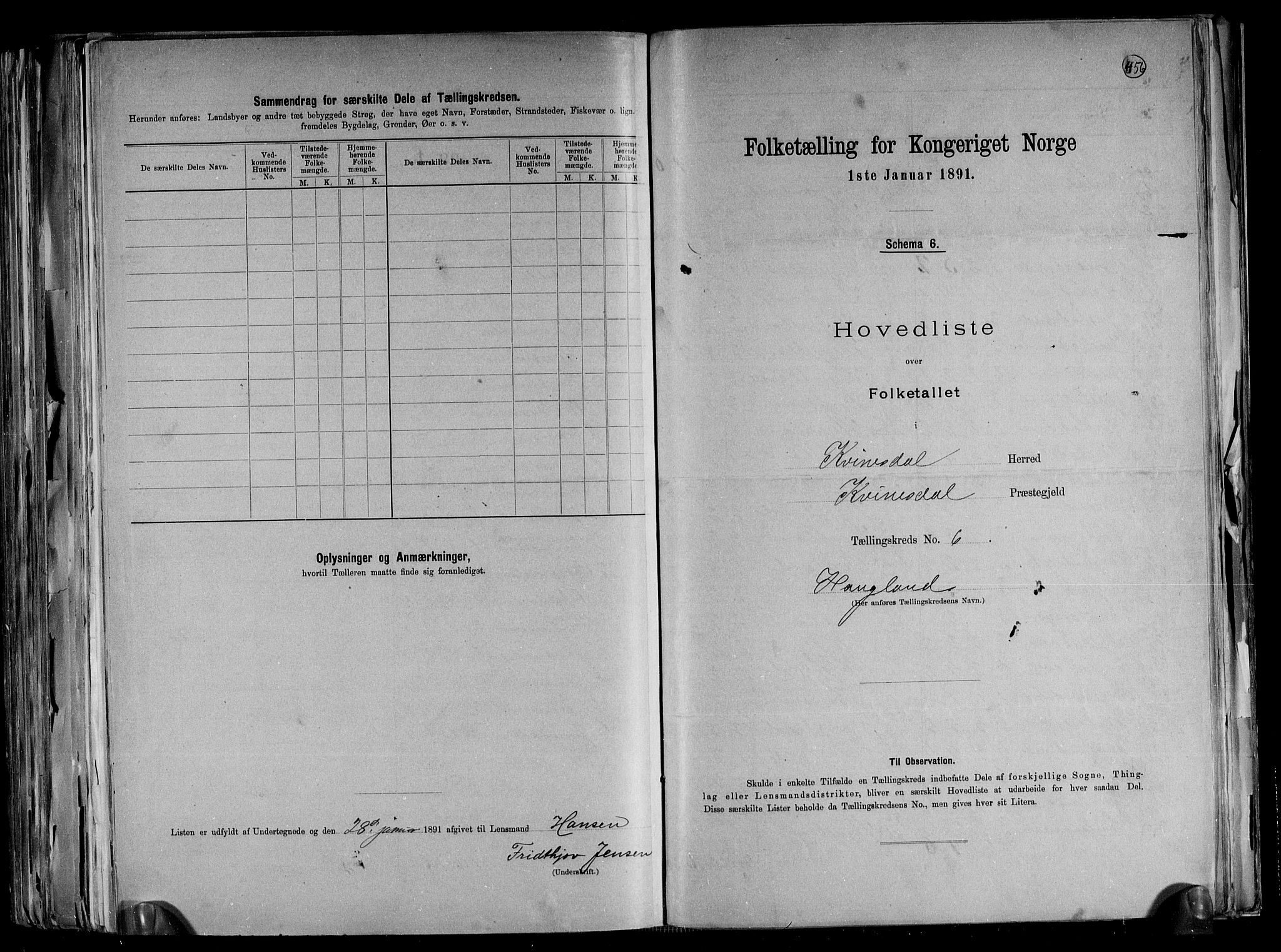 RA, 1891 census for 1037 Kvinesdal, 1891, p. 18