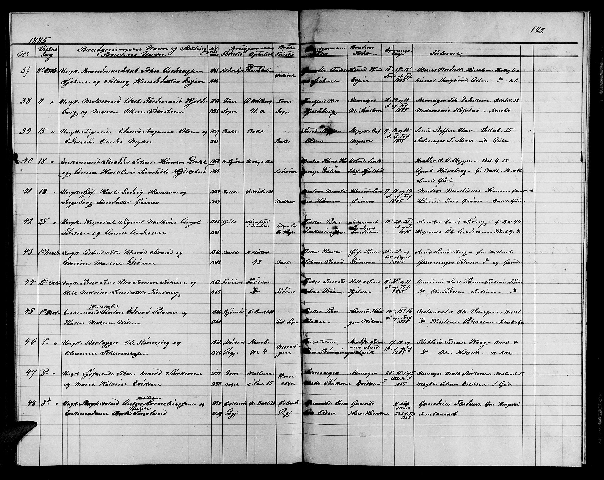 Ministerialprotokoller, klokkerbøker og fødselsregistre - Sør-Trøndelag, AV/SAT-A-1456/604/L0221: Parish register (copy) no. 604C04, 1870-1885, p. 142