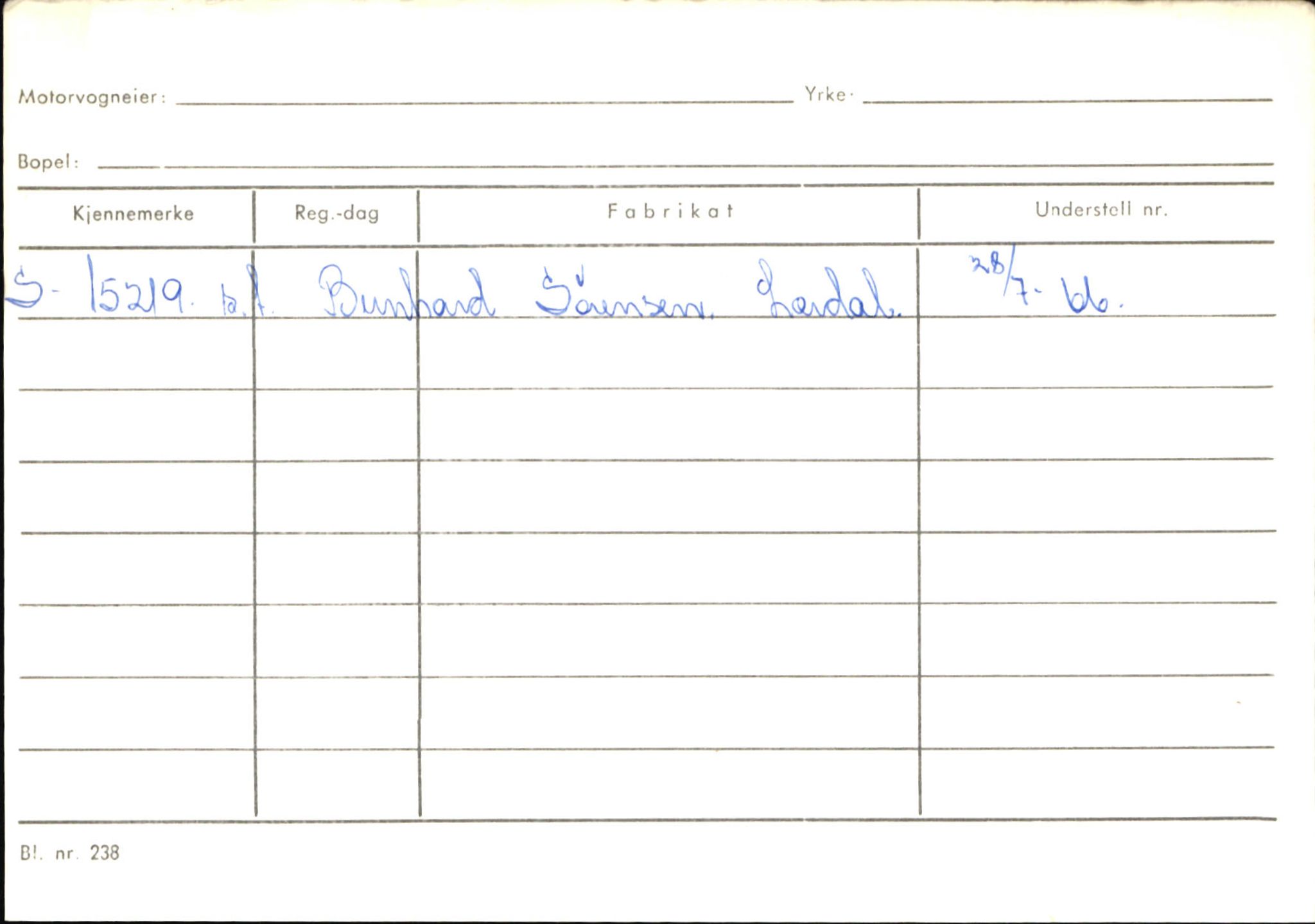 Statens vegvesen, Sogn og Fjordane vegkontor, SAB/A-5301/4/F/L0146: Registerkort Årdal R-Å samt diverse kort, 1945-1975, p. 193