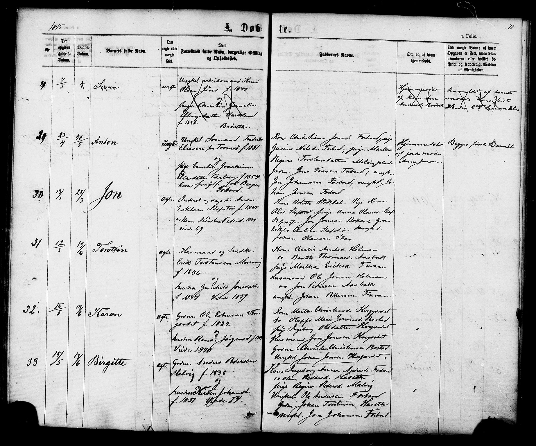 Ministerialprotokoller, klokkerbøker og fødselsregistre - Sør-Trøndelag, AV/SAT-A-1456/616/L0409: Parish register (official) no. 616A06, 1865-1877, p. 71