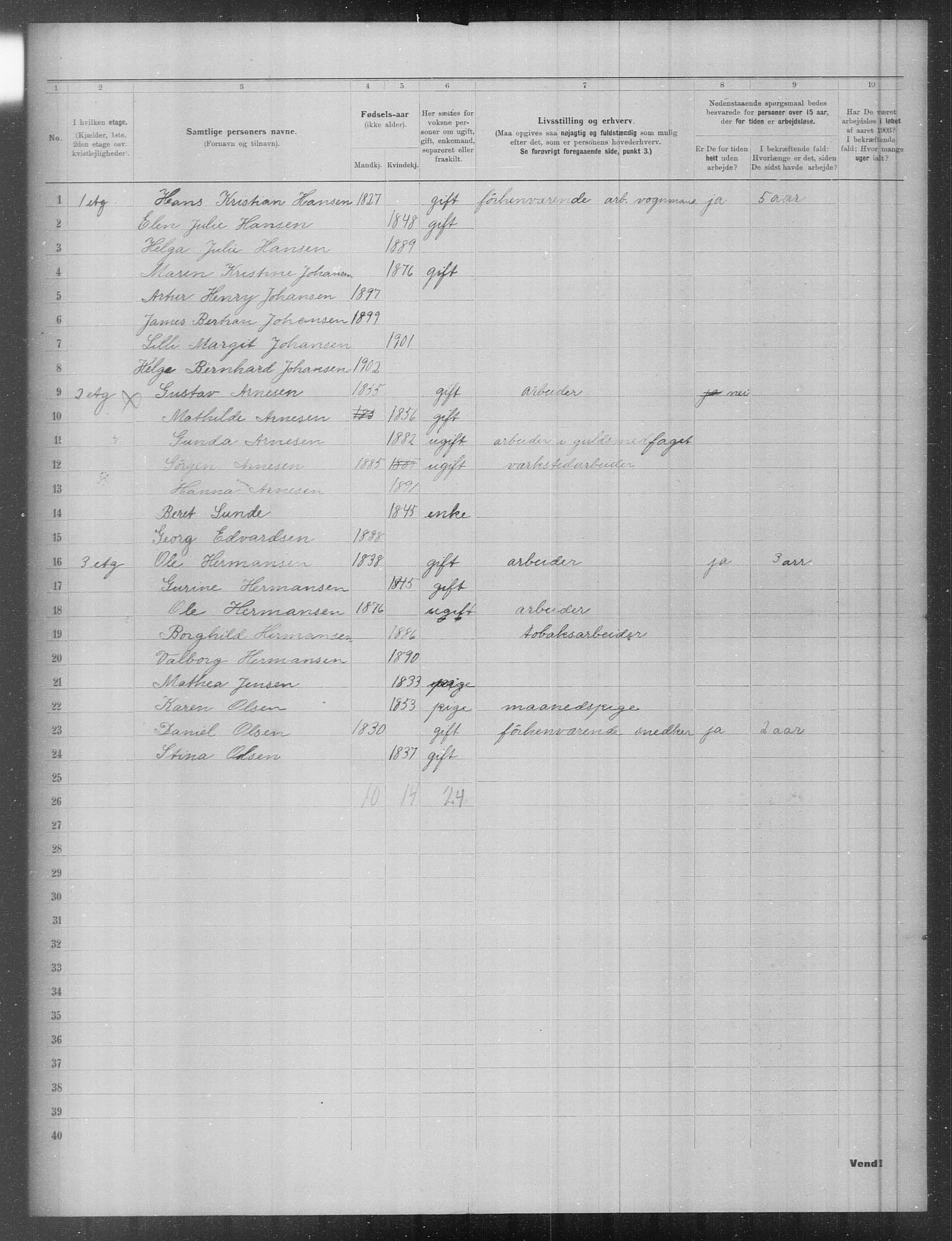 OBA, Municipal Census 1903 for Kristiania, 1903, p. 8301