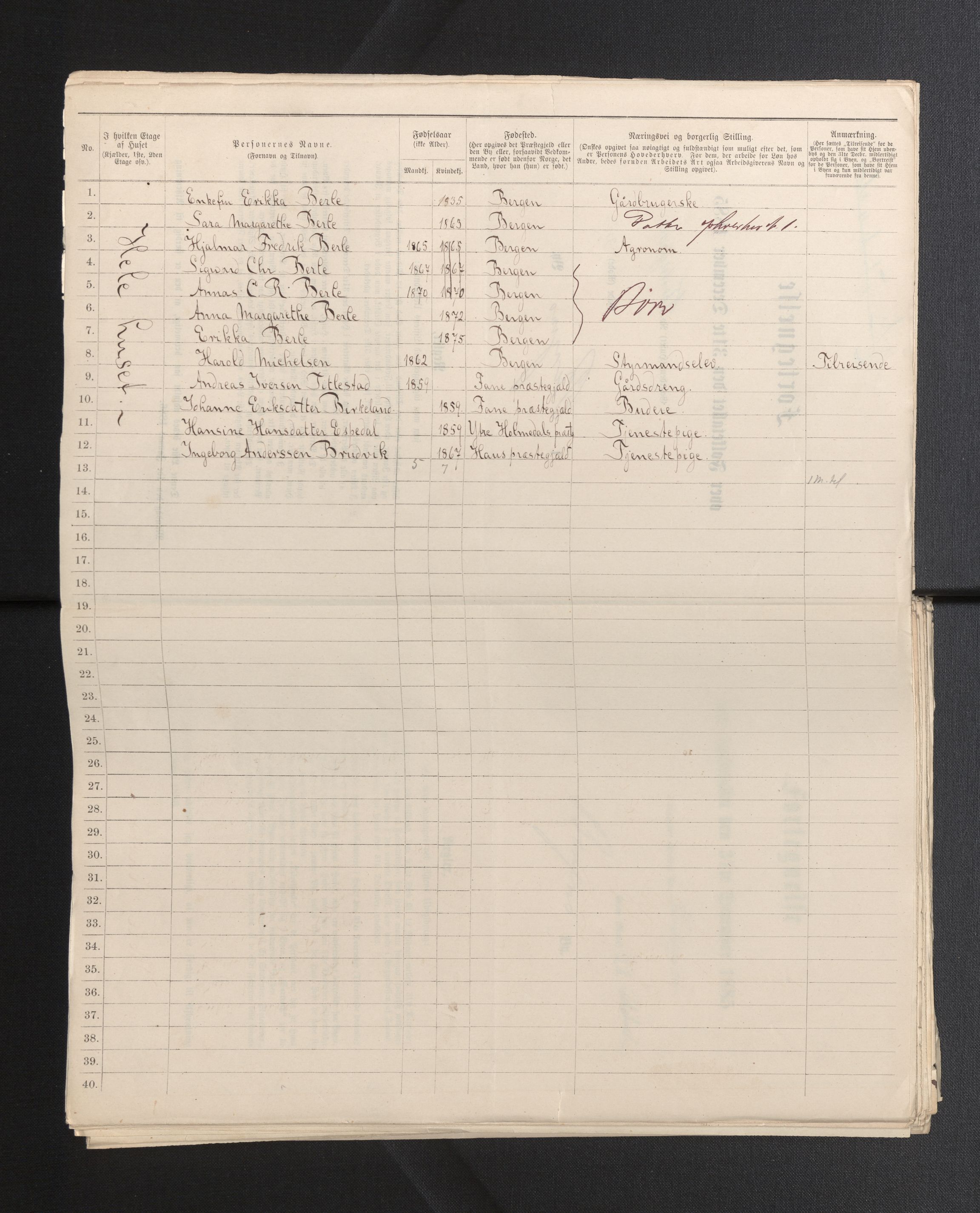 SAB, 1885 census for 1301 Bergen, 1885, p. 7171