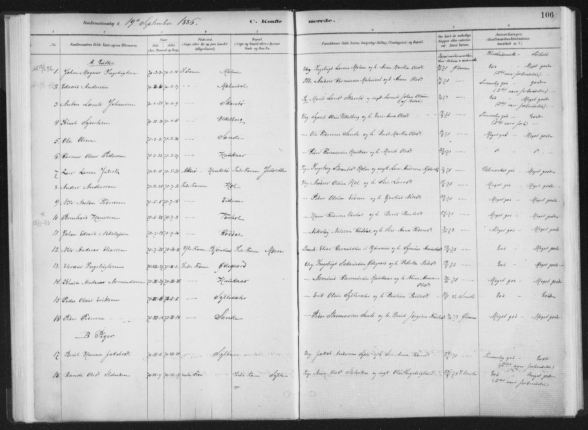 Ministerialprotokoller, klokkerbøker og fødselsregistre - Møre og Romsdal, AV/SAT-A-1454/564/L0740: Parish register (official) no. 564A01, 1880-1899, p. 106