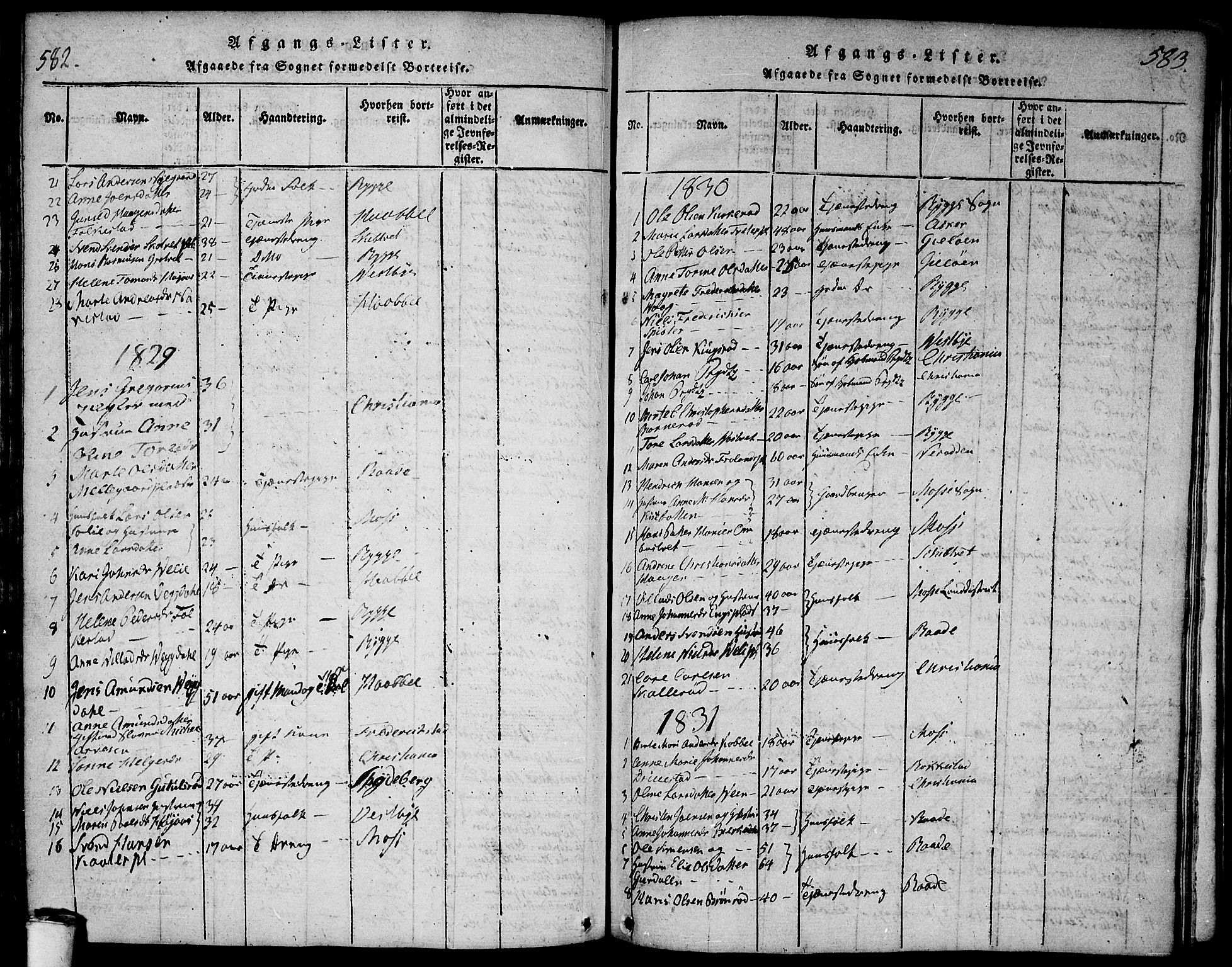 Våler prestekontor Kirkebøker, SAO/A-11083/F/Fa/L0005: Parish register (official) no. I 5, 1815-1839, p. 582-583