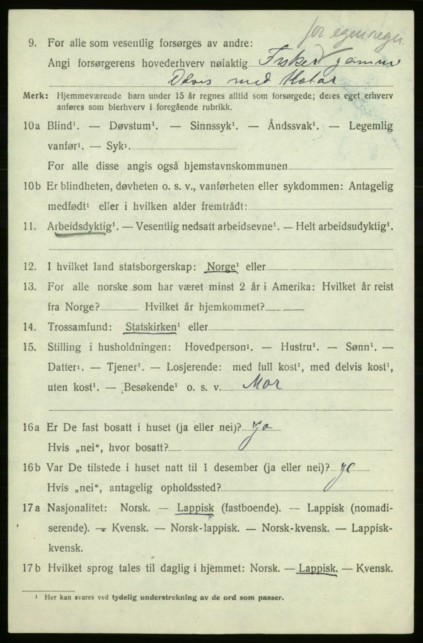 SATØ, 1920 census for , 1920, p. 943