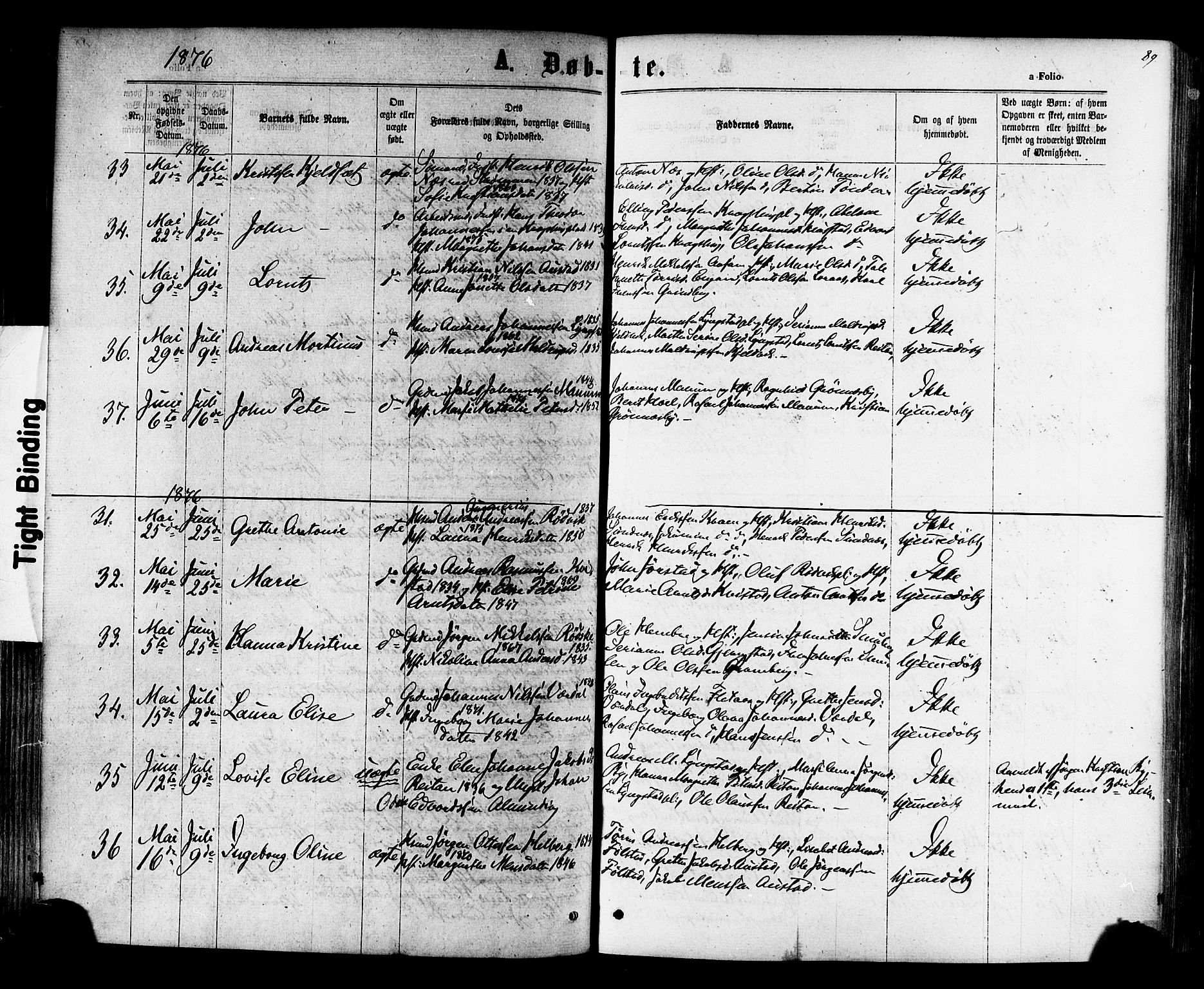 Ministerialprotokoller, klokkerbøker og fødselsregistre - Nord-Trøndelag, AV/SAT-A-1458/730/L0284: Parish register (official) no. 730A09, 1866-1878, p. 89