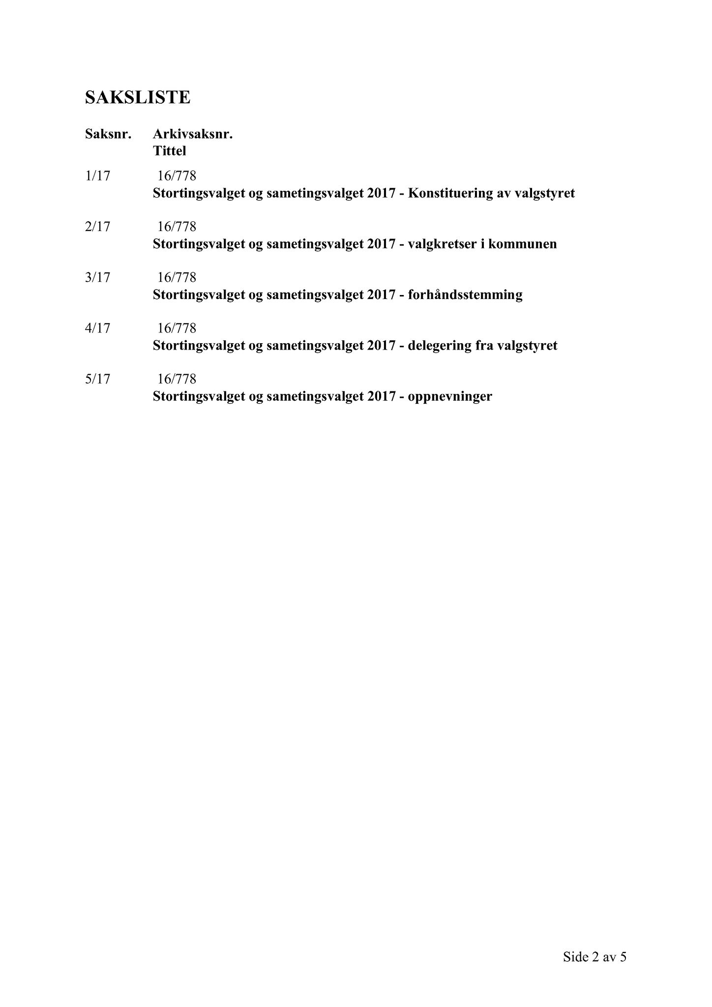 Klæbu Kommune, TRKO/KK/10-VS/L003: Valgnemnda - Møtedokumenter, 2017, p. 14