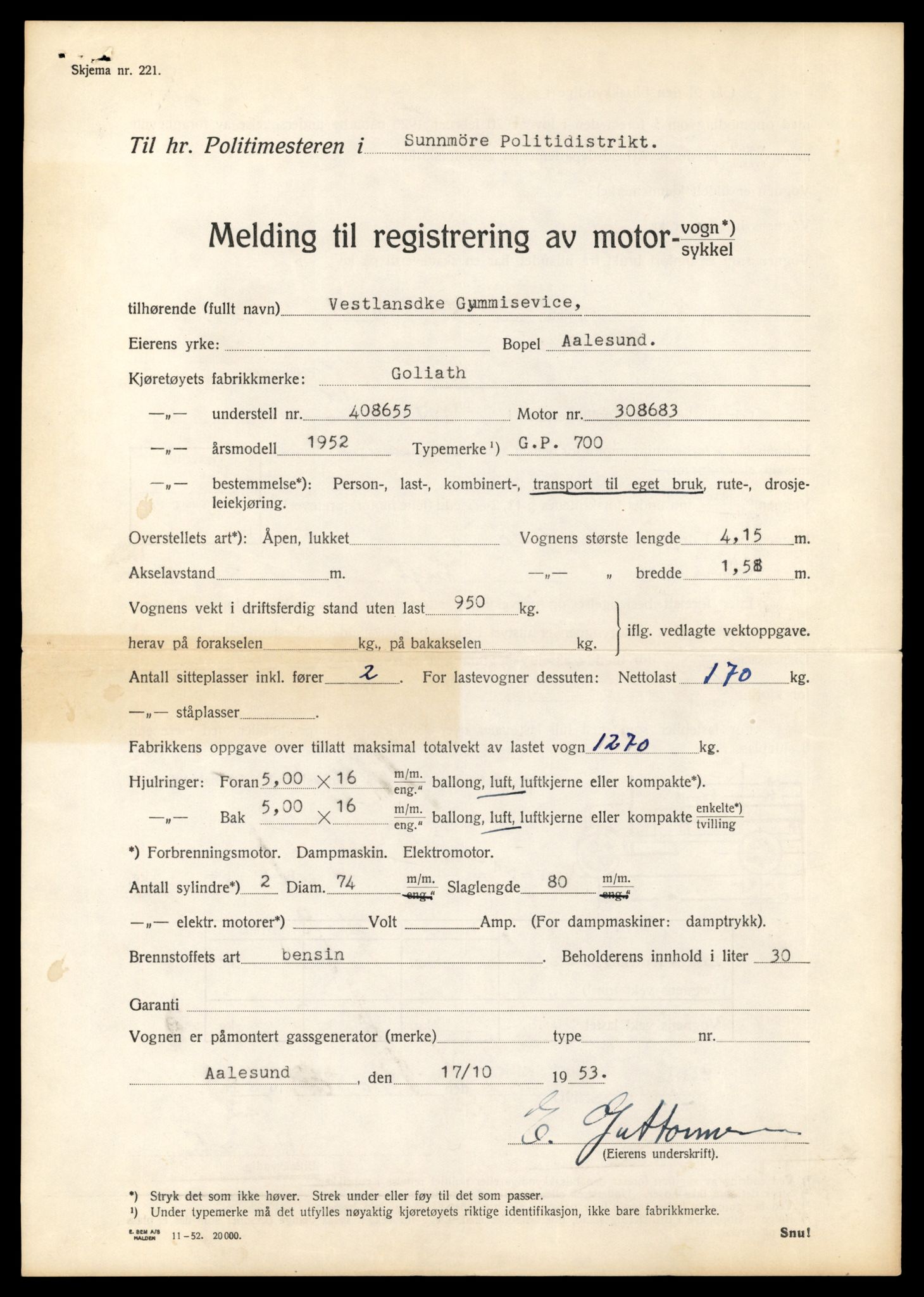 Møre og Romsdal vegkontor - Ålesund trafikkstasjon, AV/SAT-A-4099/F/Fe/L0012: Registreringskort for kjøretøy T 1290 - T 1450, 1927-1998, p. 2636