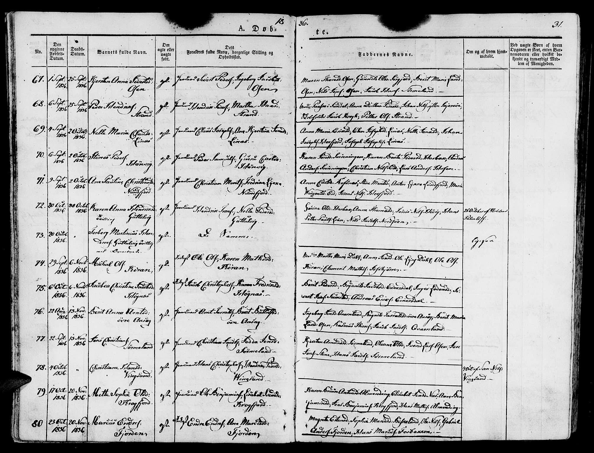 Ministerialprotokoller, klokkerbøker og fødselsregistre - Sør-Trøndelag, SAT/A-1456/657/L0703: Parish register (official) no. 657A04, 1831-1846, p. 31