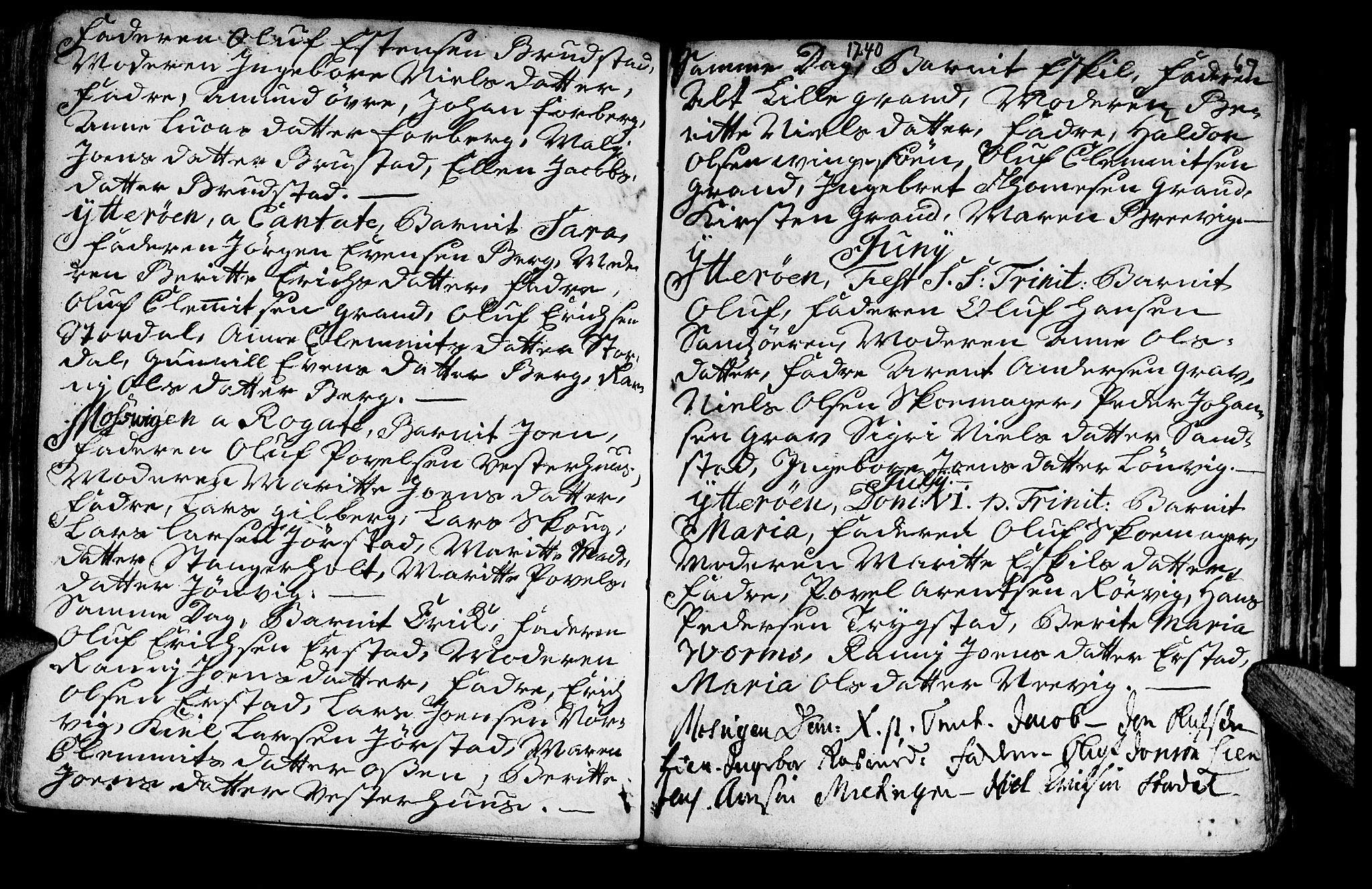 Ministerialprotokoller, klokkerbøker og fødselsregistre - Nord-Trøndelag, SAT/A-1458/722/L0215: Parish register (official) no. 722A02, 1718-1755, p. 67