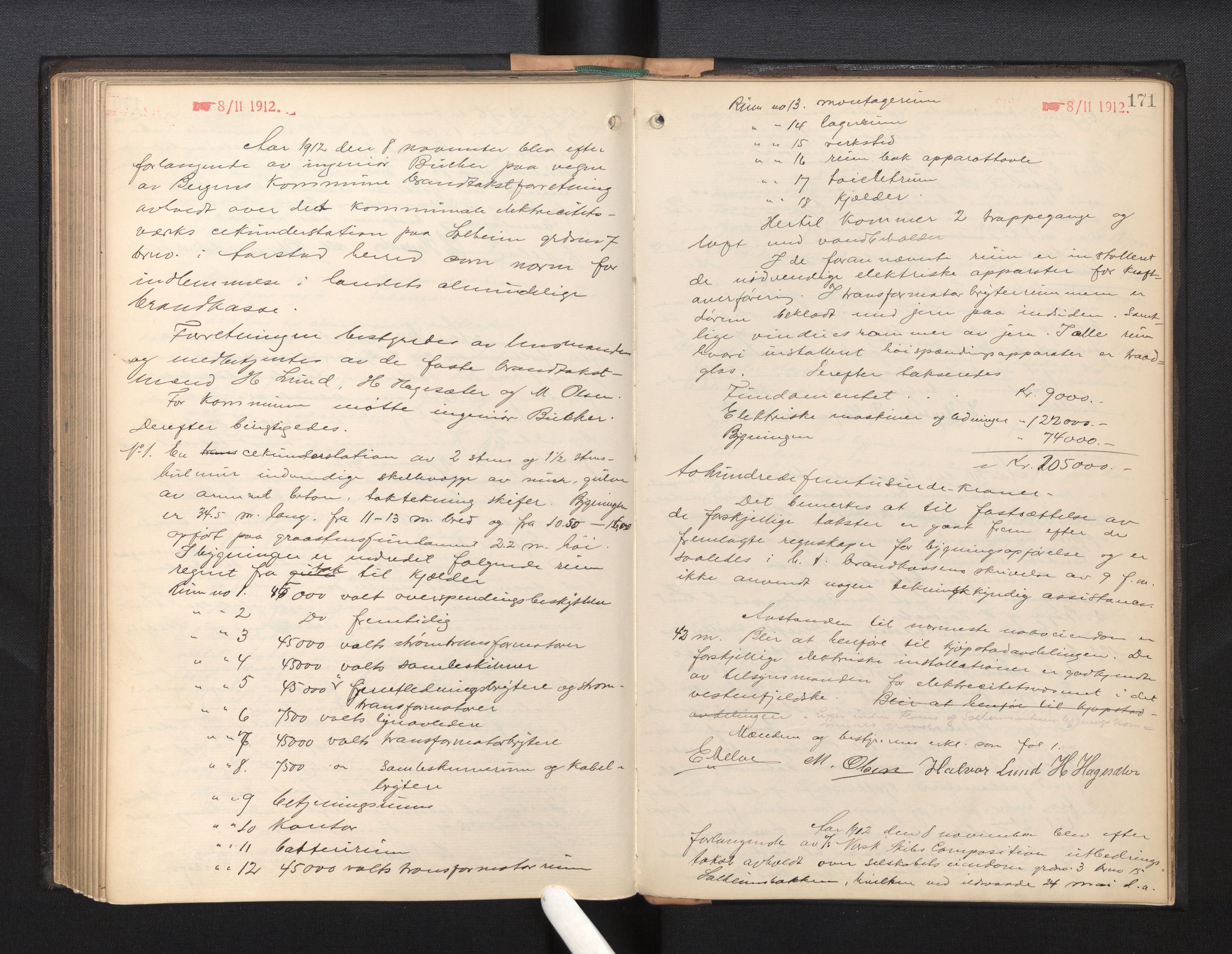 Byfogd og Byskriver i Bergen, AV/SAB-A-3401/11/11Da/L0032: Branntakstprotokoll, 1908-1913, p. 171