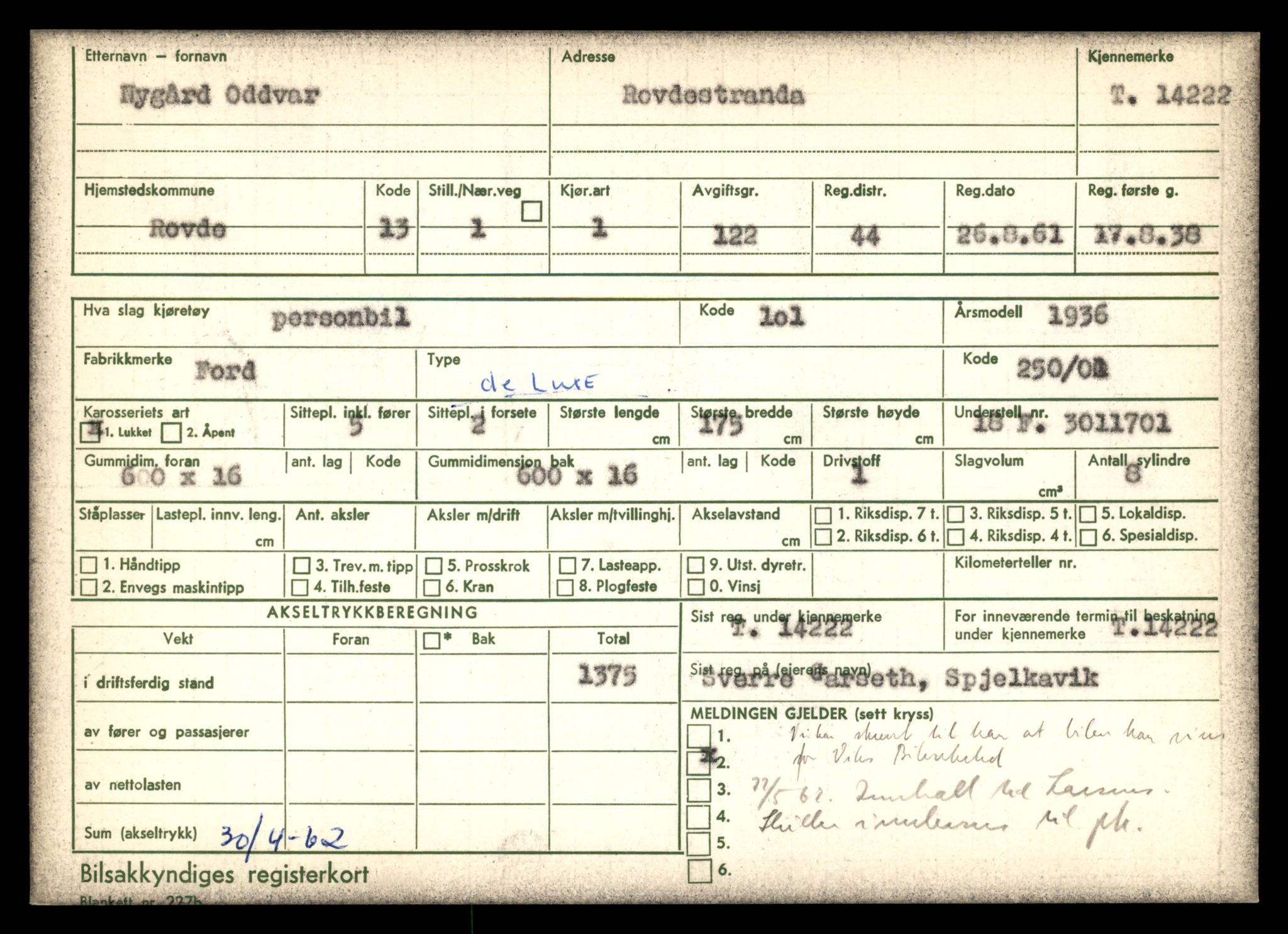 Møre og Romsdal vegkontor - Ålesund trafikkstasjon, AV/SAT-A-4099/F/Fe/L0044: Registreringskort for kjøretøy T 14205 - T 14319, 1927-1998, p. 590