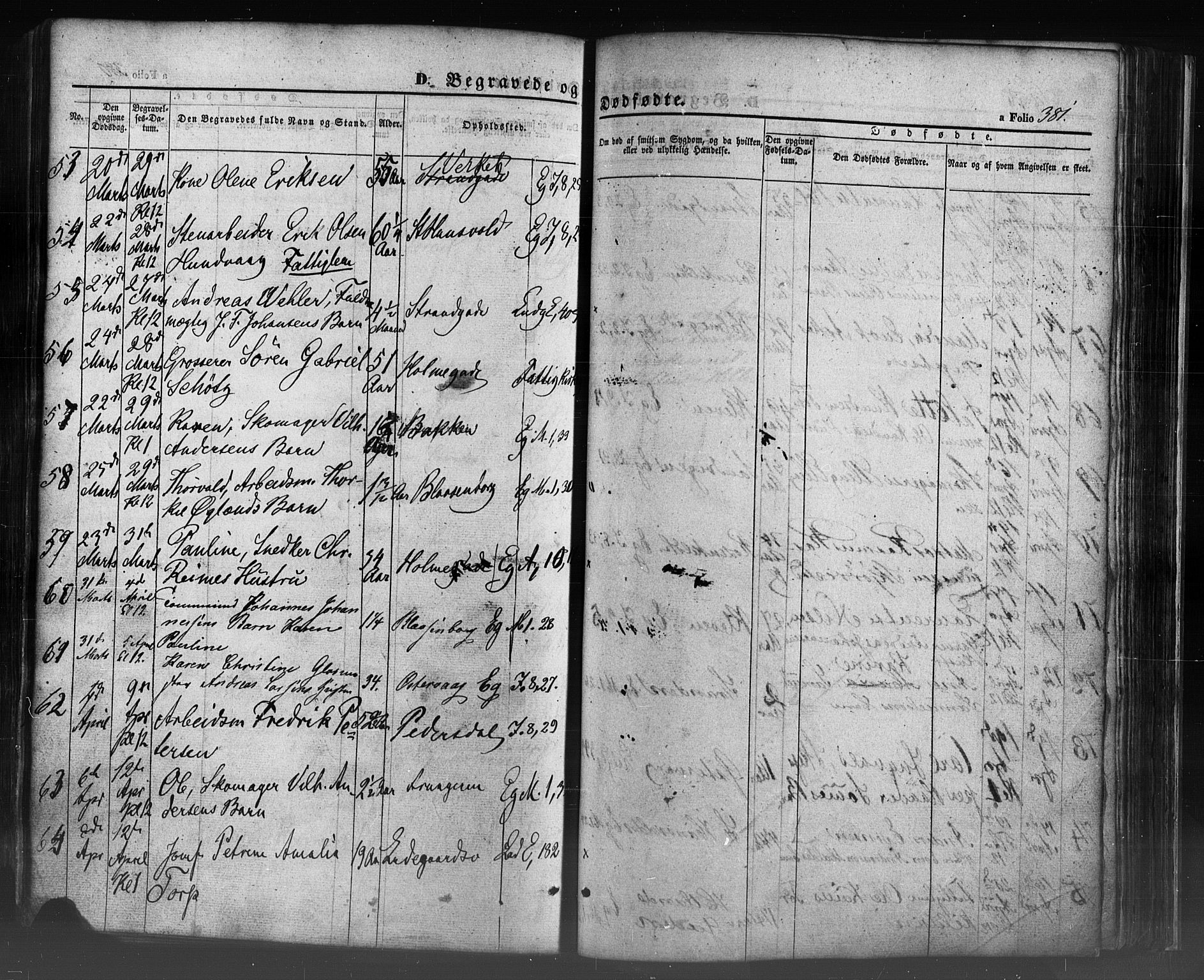 Domkirken sokneprestkontor, SAST/A-101812/001/30/30BB/L0009: Parish register (copy) no. B 9, 1850-1858, p. 381