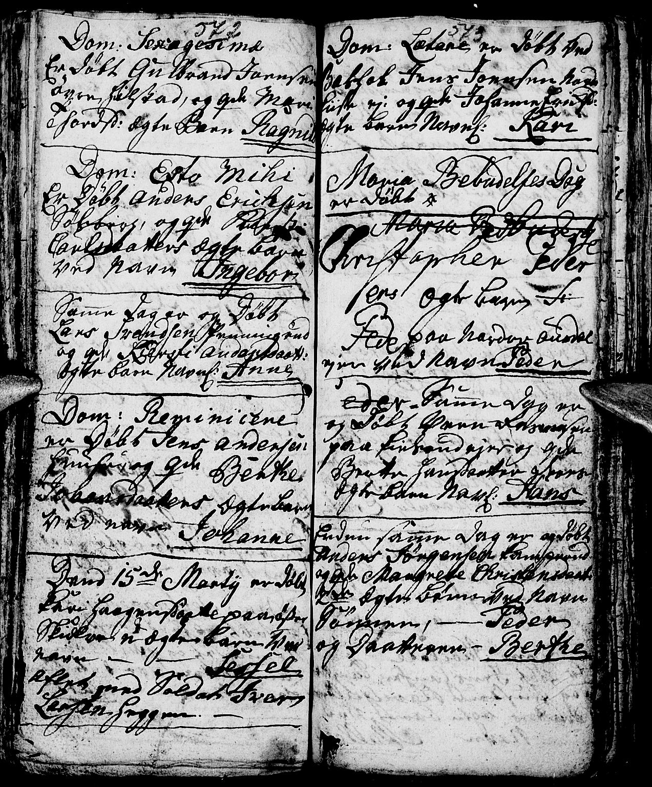 Nes prestekontor, Hedmark, AV/SAH-PREST-020/L/La/L0001: Parish register (copy) no. 1, 1663-1784, p. 572-573