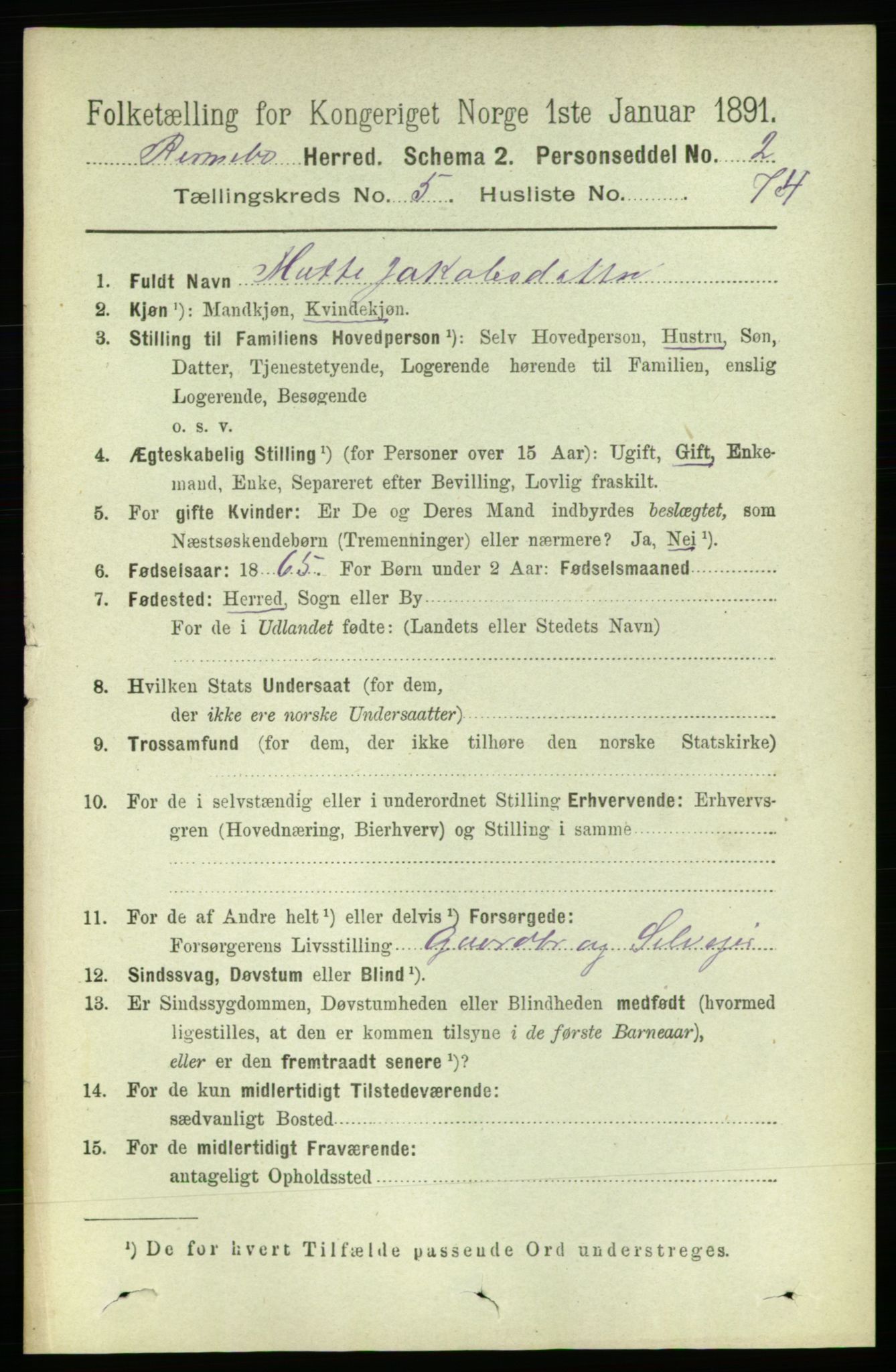 RA, 1891 census for 1635 Rennebu, 1891, p. 3030