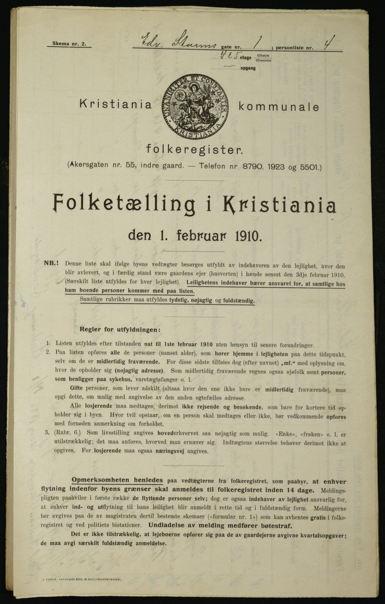 OBA, Municipal Census 1910 for Kristiania, 1910, p. 17756