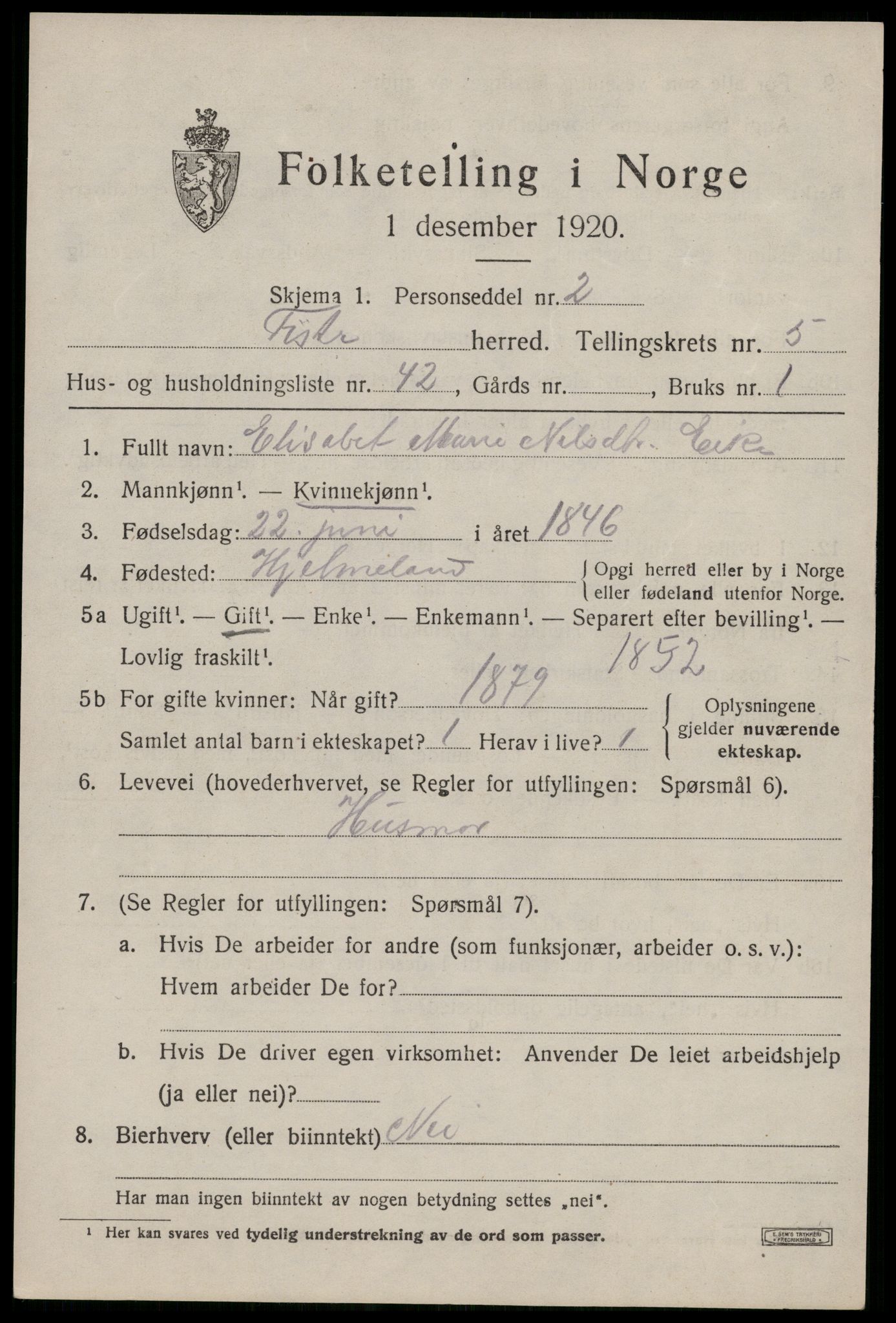SAST, 1920 census for Fister, 1920, p. 1765