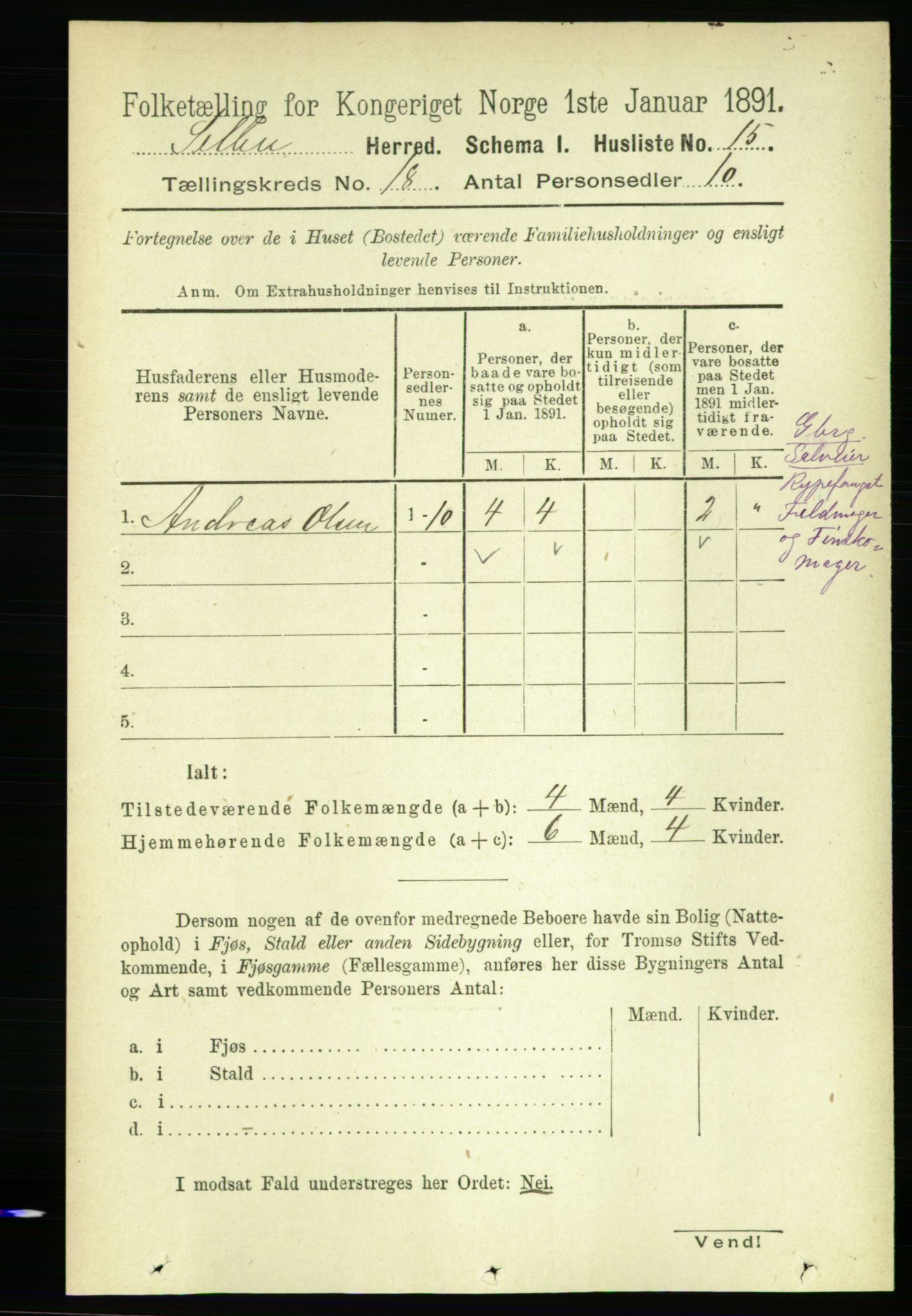 RA, 1891 census for 1664 Selbu, 1891, p. 6448