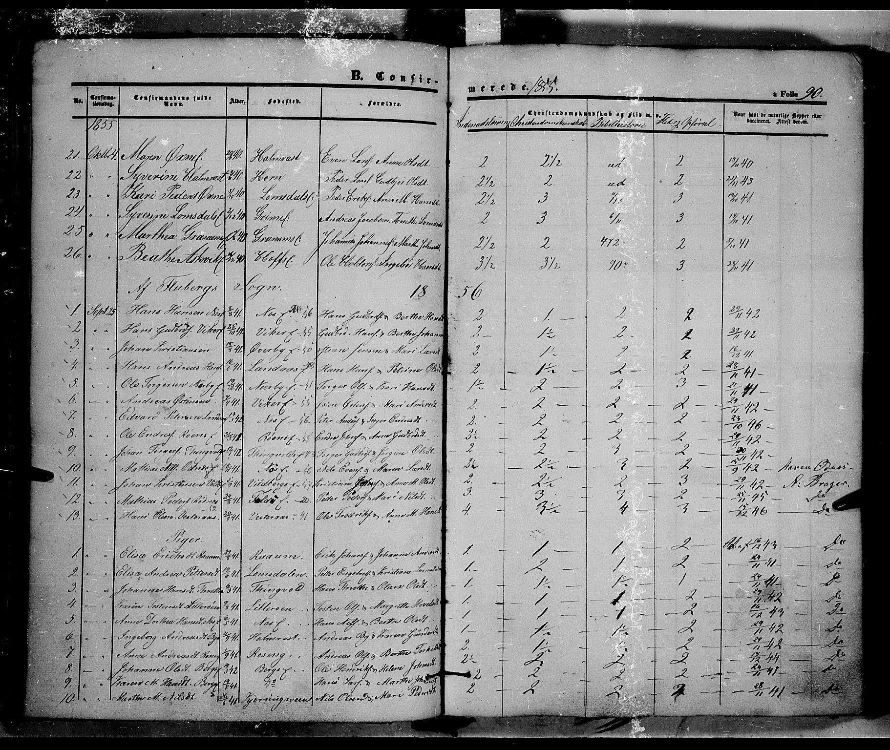 Land prestekontor, SAH/PREST-120/H/Ha/Haa/L0009: Parish register (official) no. 9, 1847-1859, p. 90