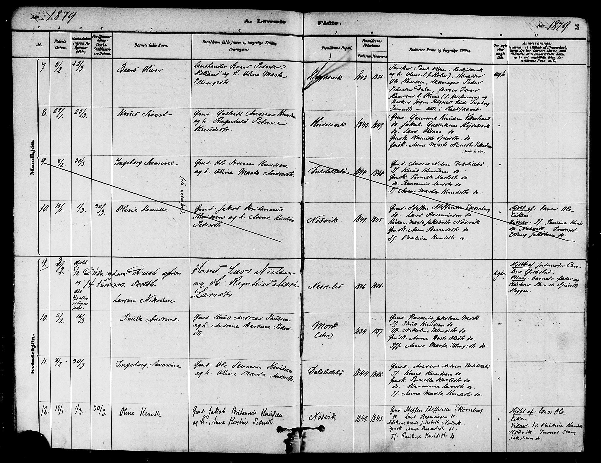 Ministerialprotokoller, klokkerbøker og fødselsregistre - Møre og Romsdal, AV/SAT-A-1454/511/L0141: Parish register (official) no. 511A08, 1878-1890, p. 3