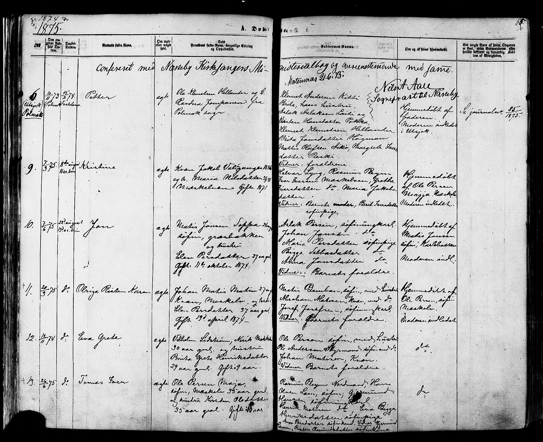 Nesseby sokneprestkontor, AV/SATØ-S-1330/H/Ha/L0003kirke: Parish register (official) no. 3 /1, 1865-1876, p. 55