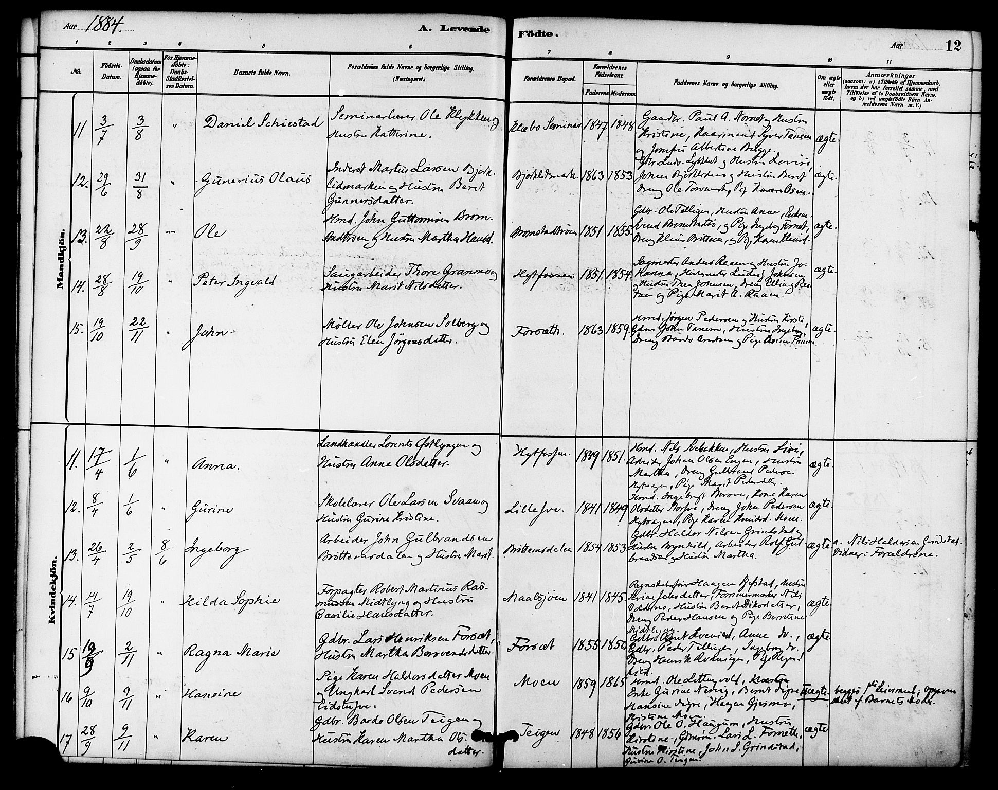 Ministerialprotokoller, klokkerbøker og fødselsregistre - Sør-Trøndelag, SAT/A-1456/618/L0444: Parish register (official) no. 618A07, 1880-1898, p. 12