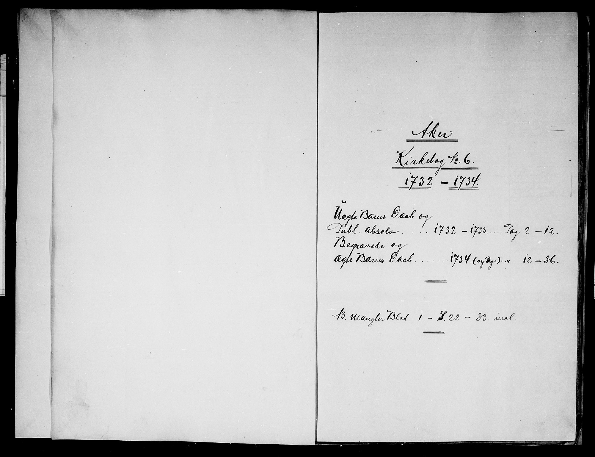 Aker prestekontor kirkebøker, AV/SAO-A-10861/F/L0006: Parish register (official) no. 6, 1732-1734