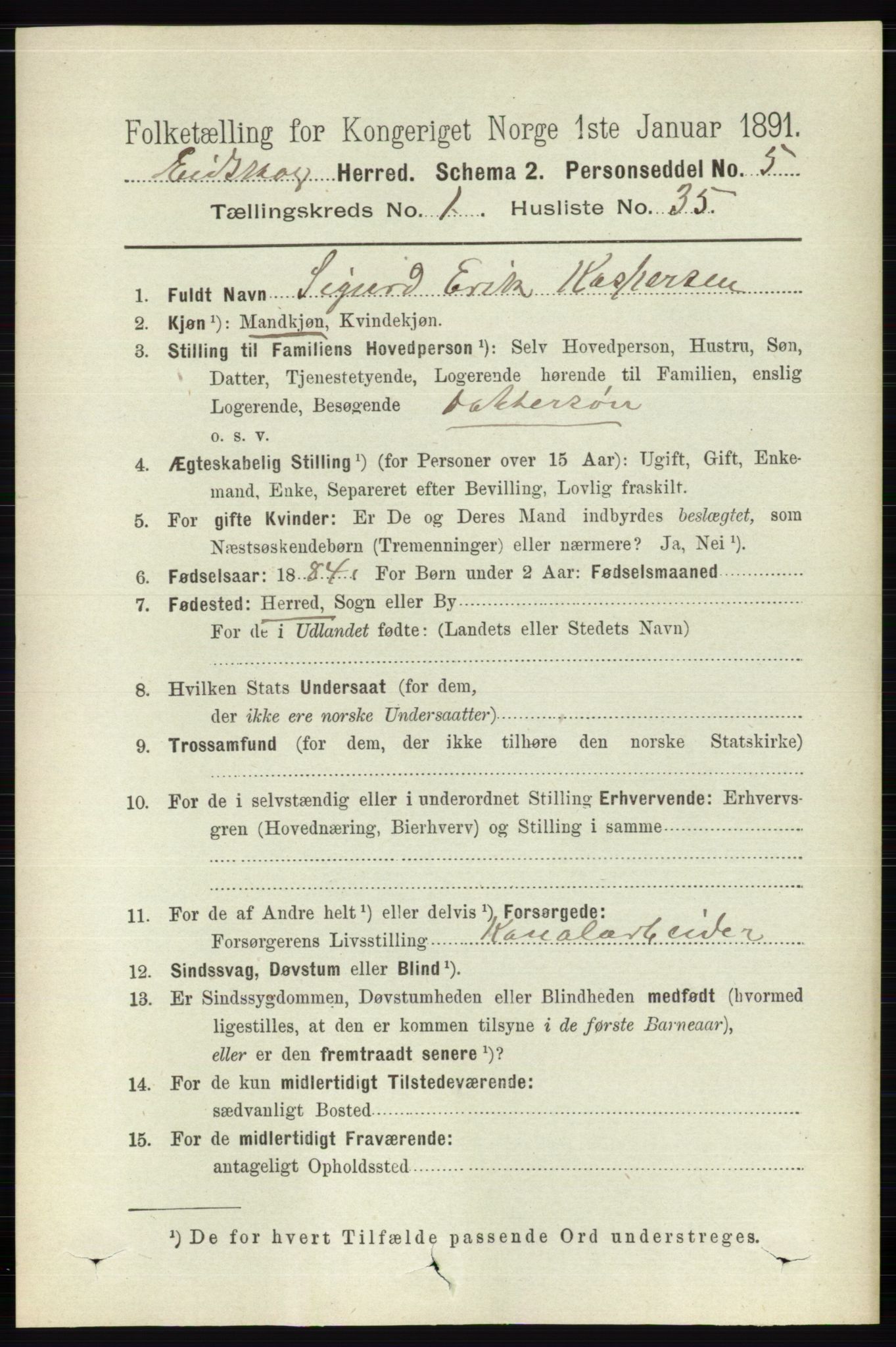 RA, 1891 census for 0420 Eidskog, 1891, p. 309