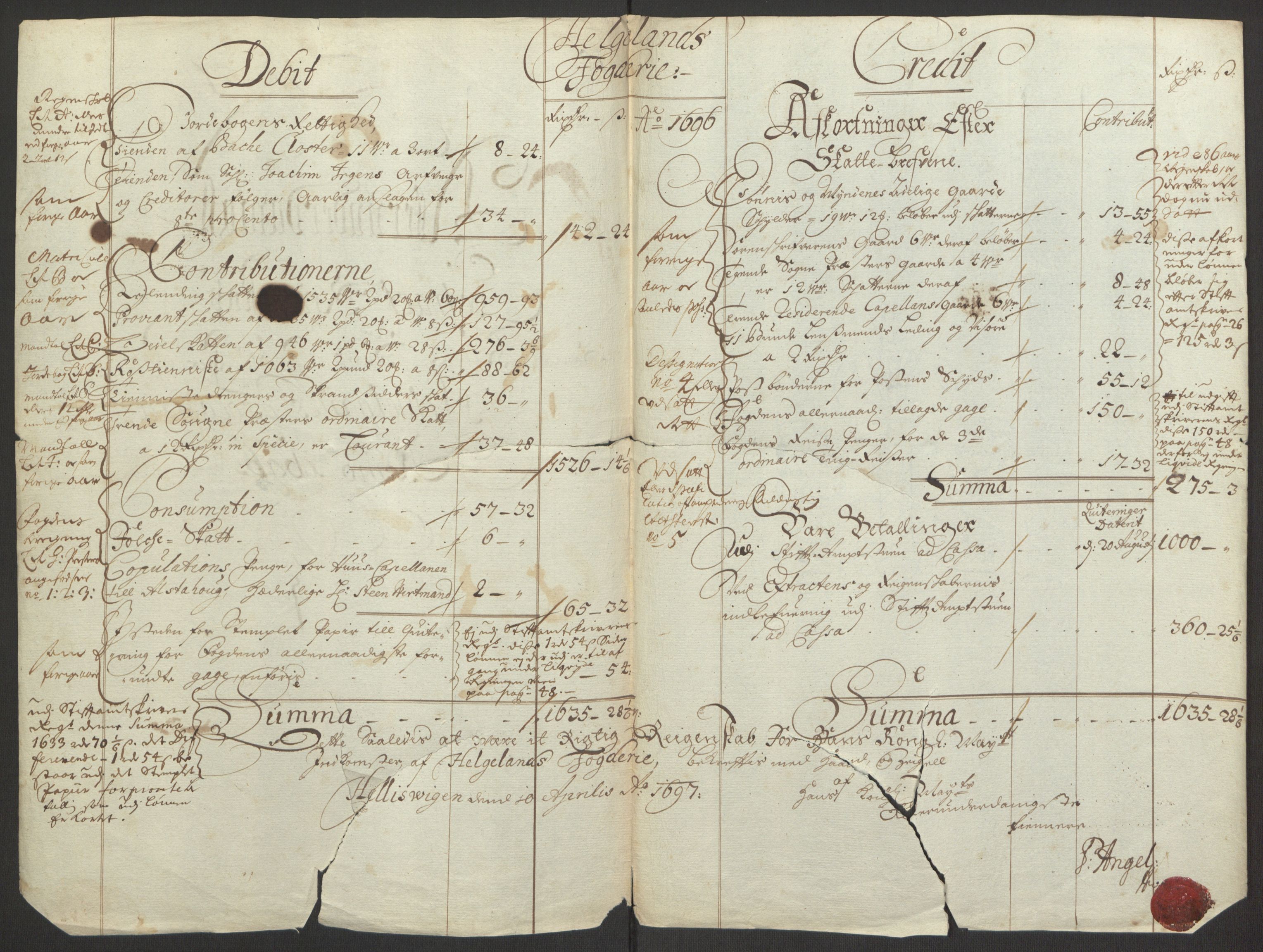 Rentekammeret inntil 1814, Reviderte regnskaper, Fogderegnskap, AV/RA-EA-4092/R65/L4505: Fogderegnskap Helgeland, 1693-1696, p. 404